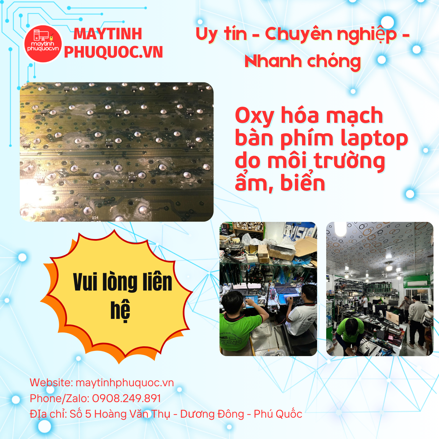 Oxy hóa mạch bàn phím laptop do môi trường ẩm, biển – Dịch Vụ Sửa Chữa Laptop Phú Quốc | Máy Tính Phú Quốc | Vi Tính Hải Đăng