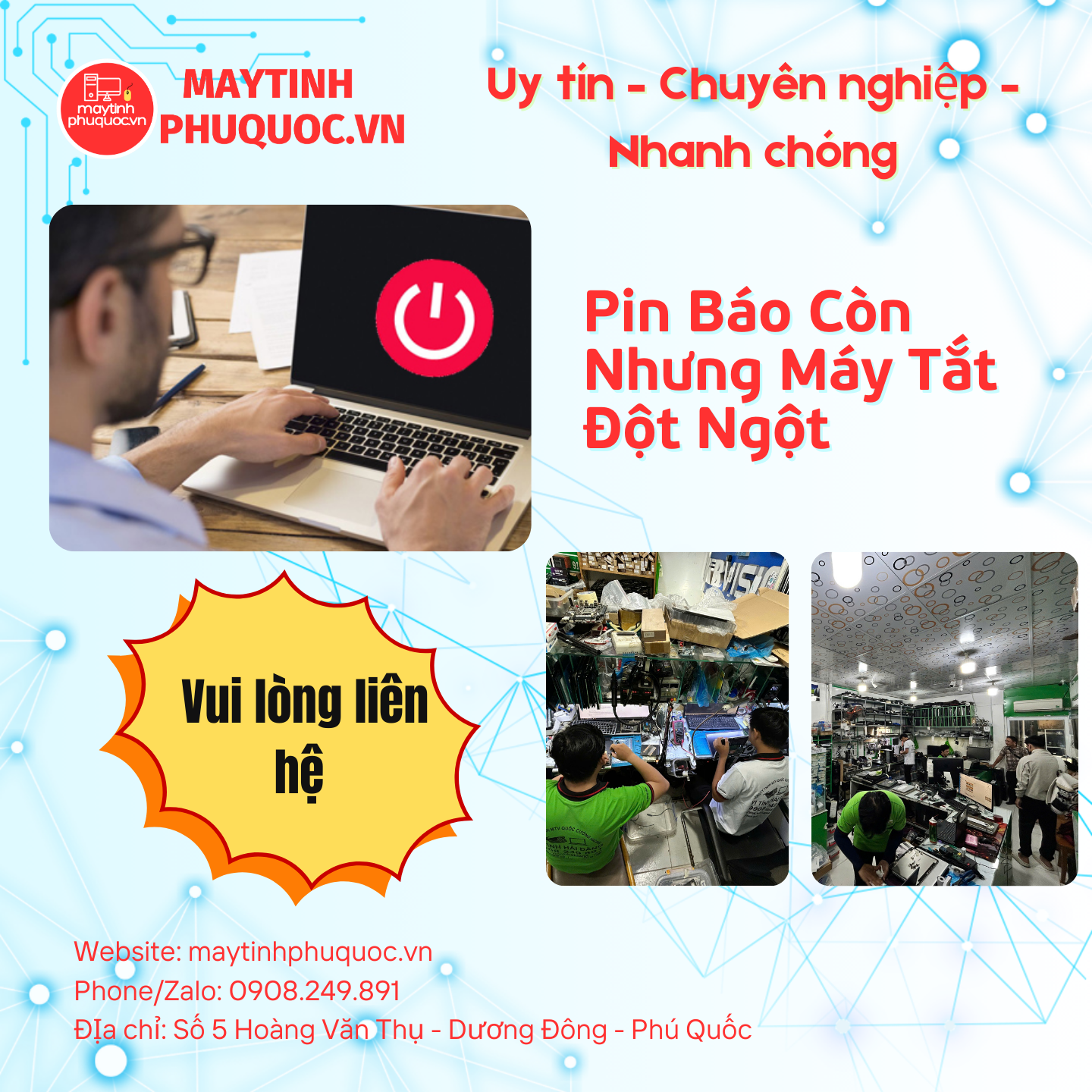 Pin Báo Còn Nhưng Máy Tắt Đột Ngột – Dịch Vụ Sửa Chữa Laptop Phú Quốc | Máy Tính Phú Quốc | Vi Tính Hải Đăng