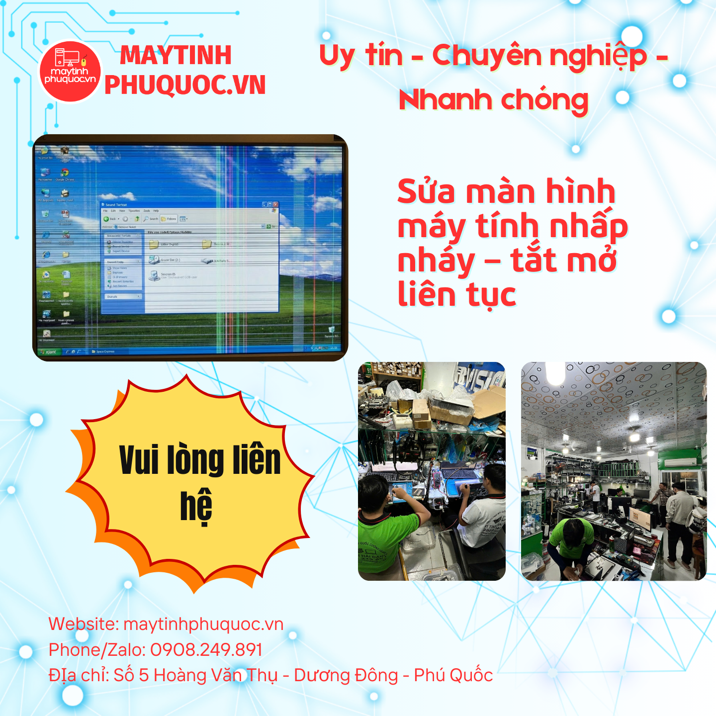 Sửa Màn Hình Nhấp Nháy – Tắt Mở Liên Tục – Dịch Vụ Sửa Chữa PC Phú Quốc | Máy Tính Phú Quốc | Vi Tính Hải Đăng
