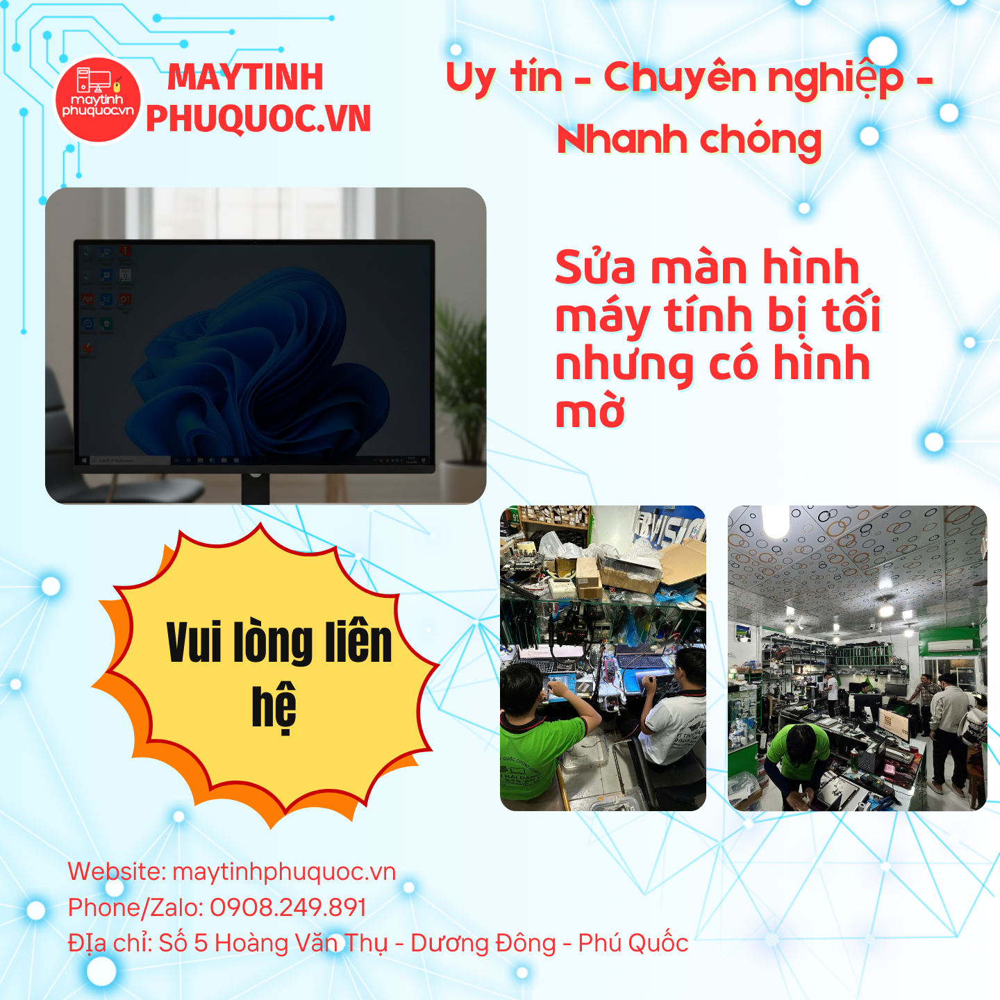 Sửa Màn Hình Laptop Tối – Hình Mờ – Dịch Vụ Sửa Chữa PC Phú Quốc | Máy Tính Phú Quốc | Vi Tính Hải Đăng