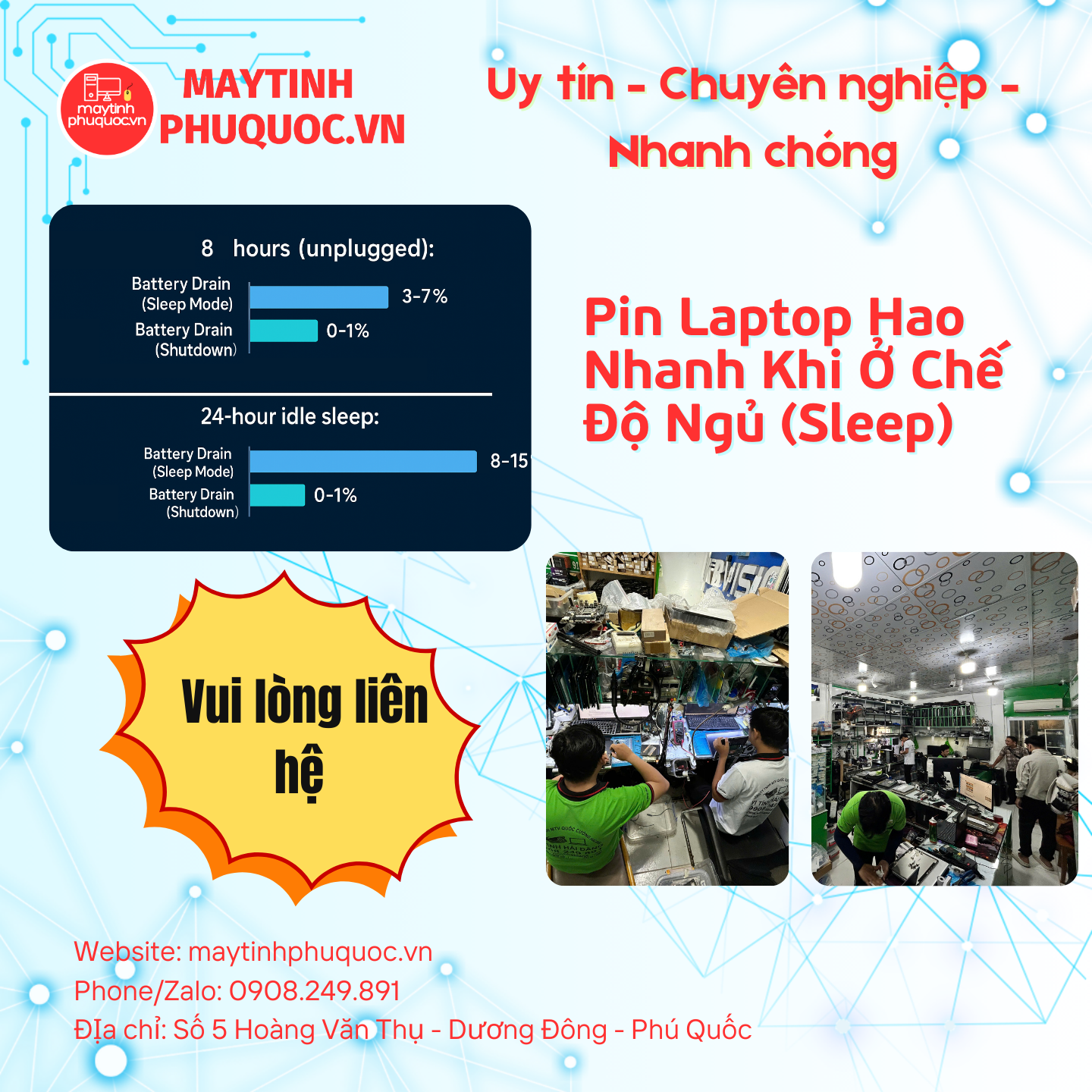 Pin Laptop Hao Nhanh Khi Ở Chế Độ Ngủ (Sleep) – Dịch Vụ Sửa Chữa Laptop Phú Quốc | Máy Tính Phú Quốc | Vi Tính Hải Đăng