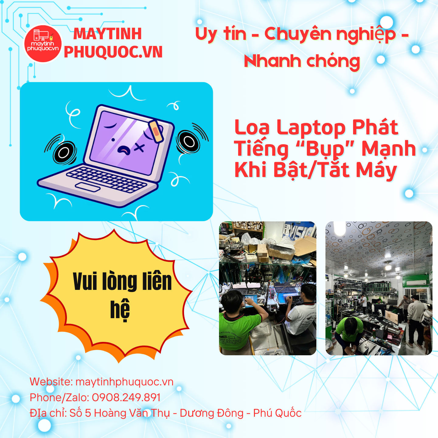 Loa Laptop Phát Tiếng “Bụp” Mạnh Khi Bật/Tắt Máy – Dịch Vụ Sửa Chữa Laptop Phú Quốc | Máy Tính Phú Quốc | Vi Tính Hải Đăng