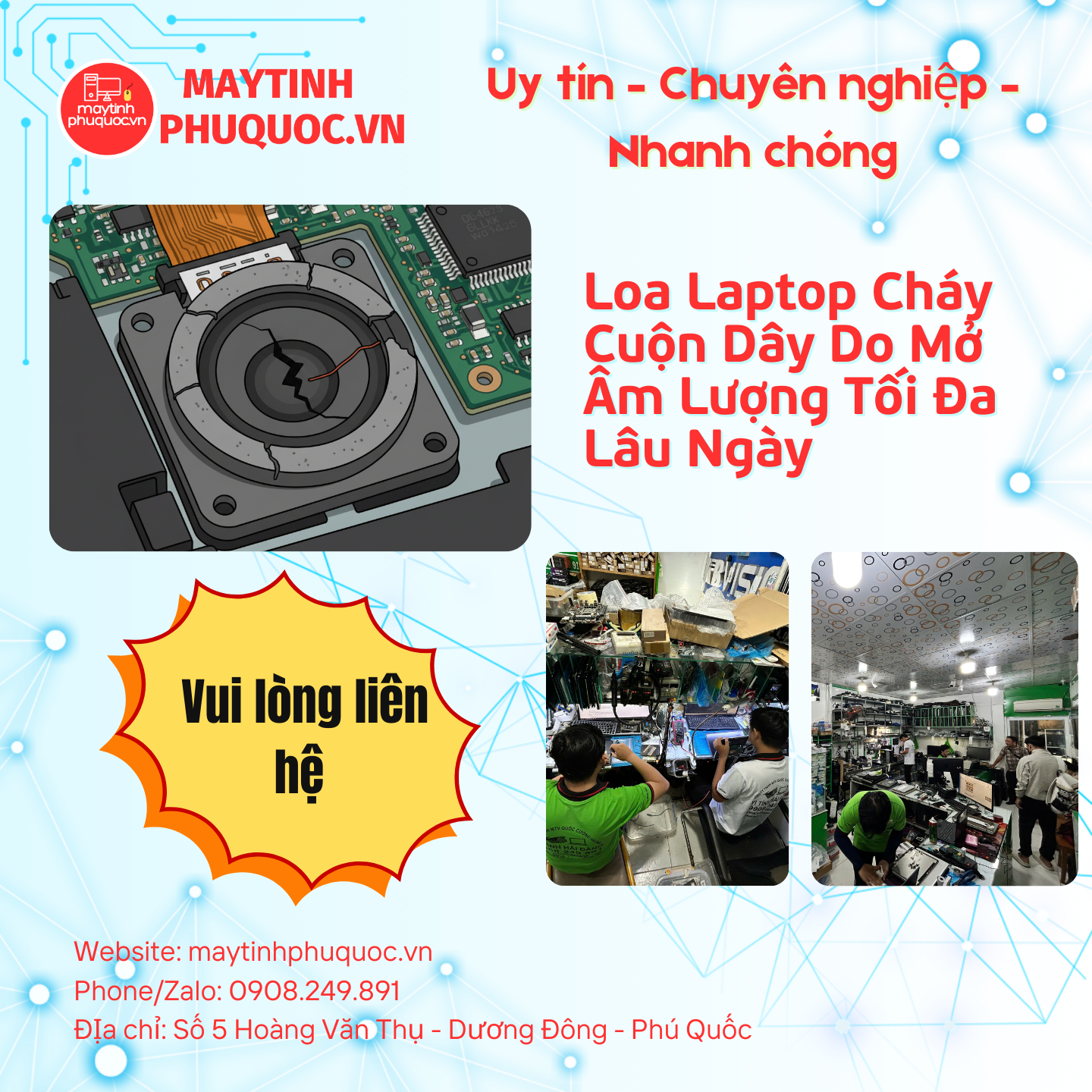 Loa Laptop Cháy Cuộn Dây Do Mở Âm Lượng Tối Đa Lâu Ngày – Dịch Vụ Sửa Chữa Laptop Phú Quốc | Máy Tính Phú Quốc | Vi Tính Hải Đăng