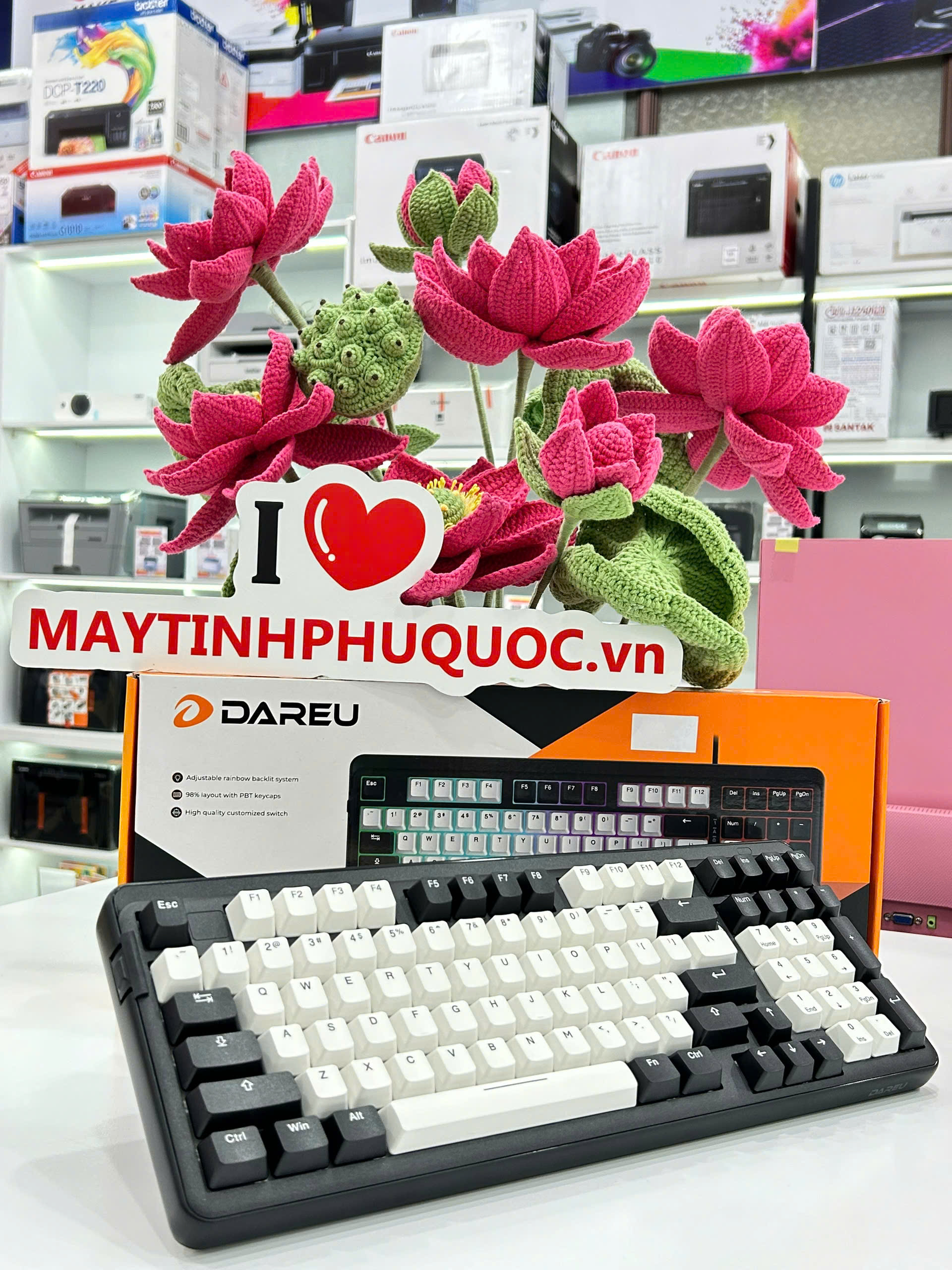 Bàn phím máy tính DAREU EK98 White-Black,dream switch