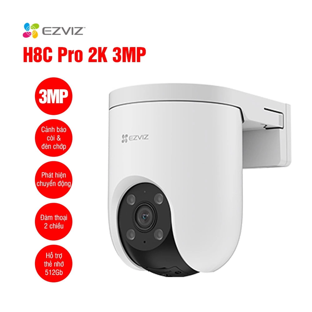Camera Wifi Ezviz H8C 3MP 2K – Camera Ngoài Trời Quay Quét 360°
