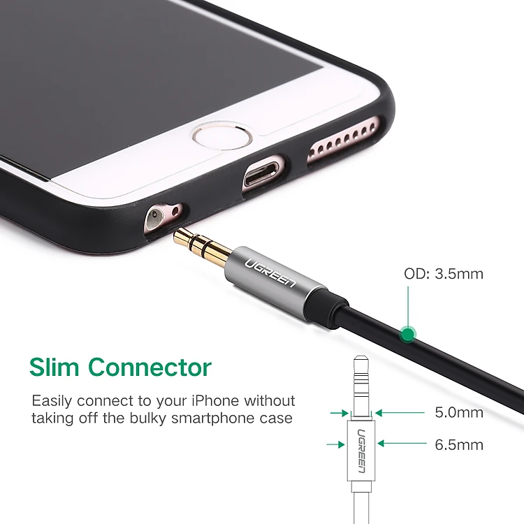 Dây Cáp Audio 3.5mm Hai Đầu Đực UGREEN AV119 Mạ Vàng 24K | Phú Quốc