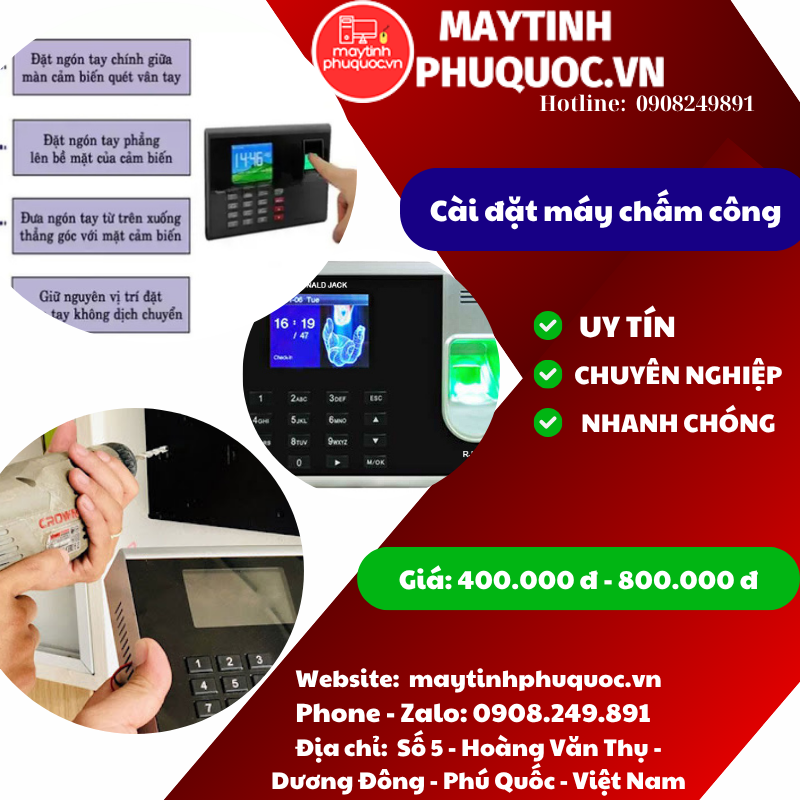 Cài đặt máy chấm công - Dịch vụ máy chấm công Phú Quốc | Máy Tính Phú Quốc | Vi Tính Hải Đăng