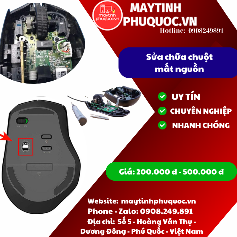 Sửa chữa chuột mất nguồn - Dịch vụ sửa chữa phụ kiện PC & Laptop | Máy Tính Phú Quốc | Vi Tính Hải Đăng