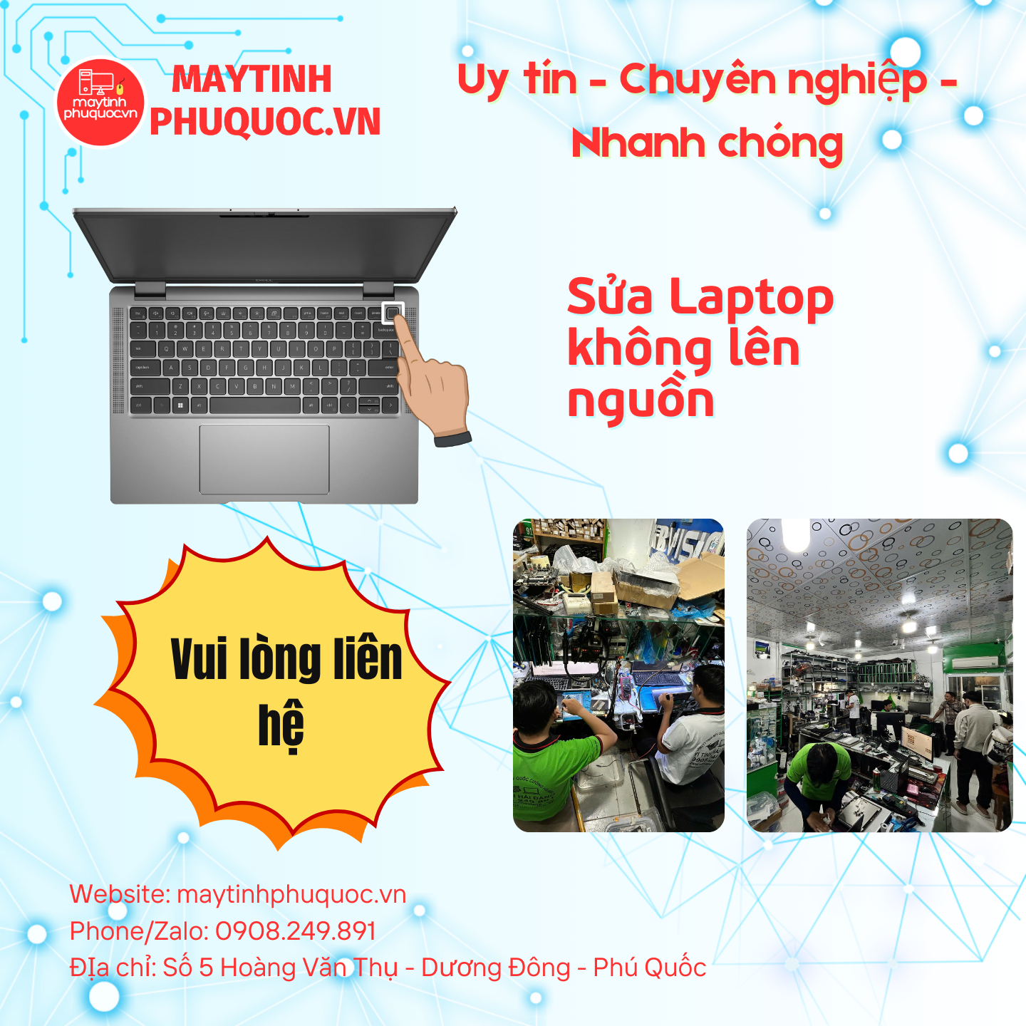 Sửa laptop nhấn nguồn không lên - Dịch Vụ Sửa Chữa Laptop Phú Quốc | Máy Tính Phú Quốc | Vi Tính Hải Đăng