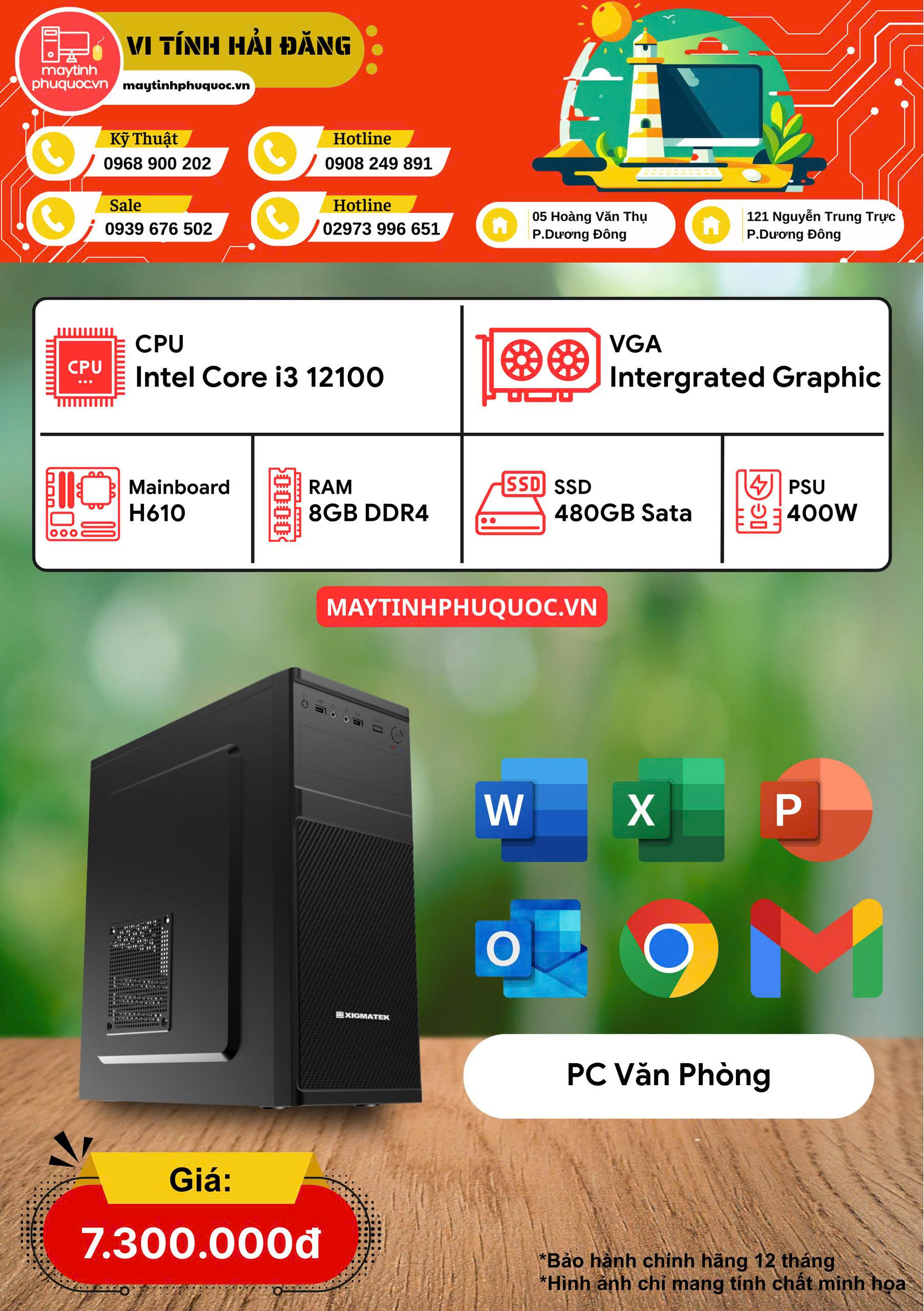 PC Văn Phòng Intel Core i3 12100 – Hiệu Năng Ổn Định, Giá Cực Tốt!
