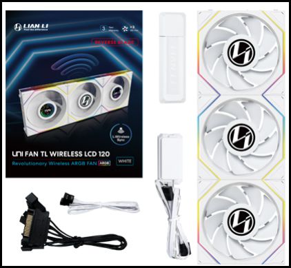 Fan LIAN LI UNI FAN TL WIRELESS Reverse 120 Black - White (Bộ 3c - Cánh ngược)