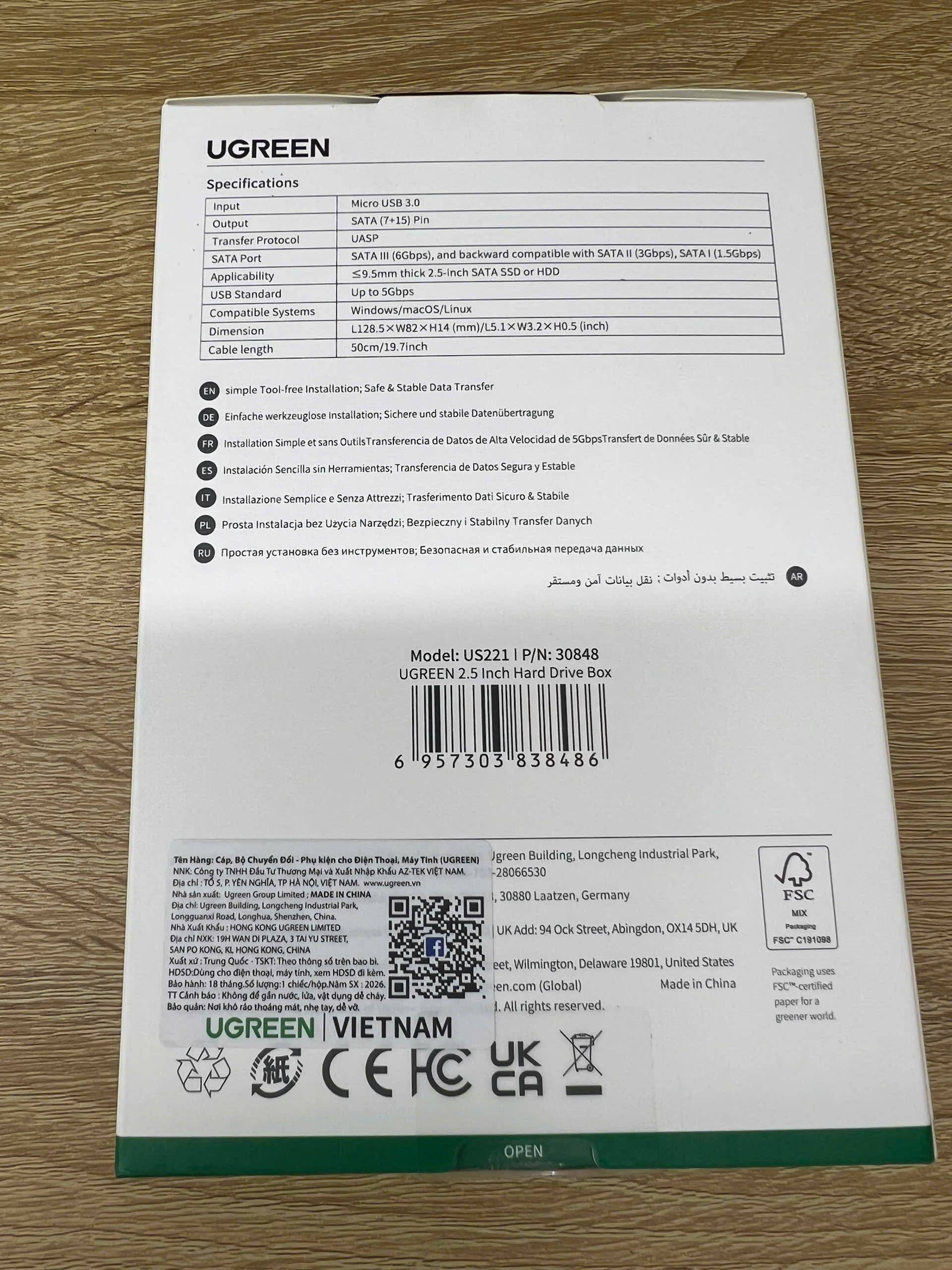 Vỏ HDD Box 2.5 Inch UGREEN US221 USB 3.0 Chính Hãng | Phú Quốc