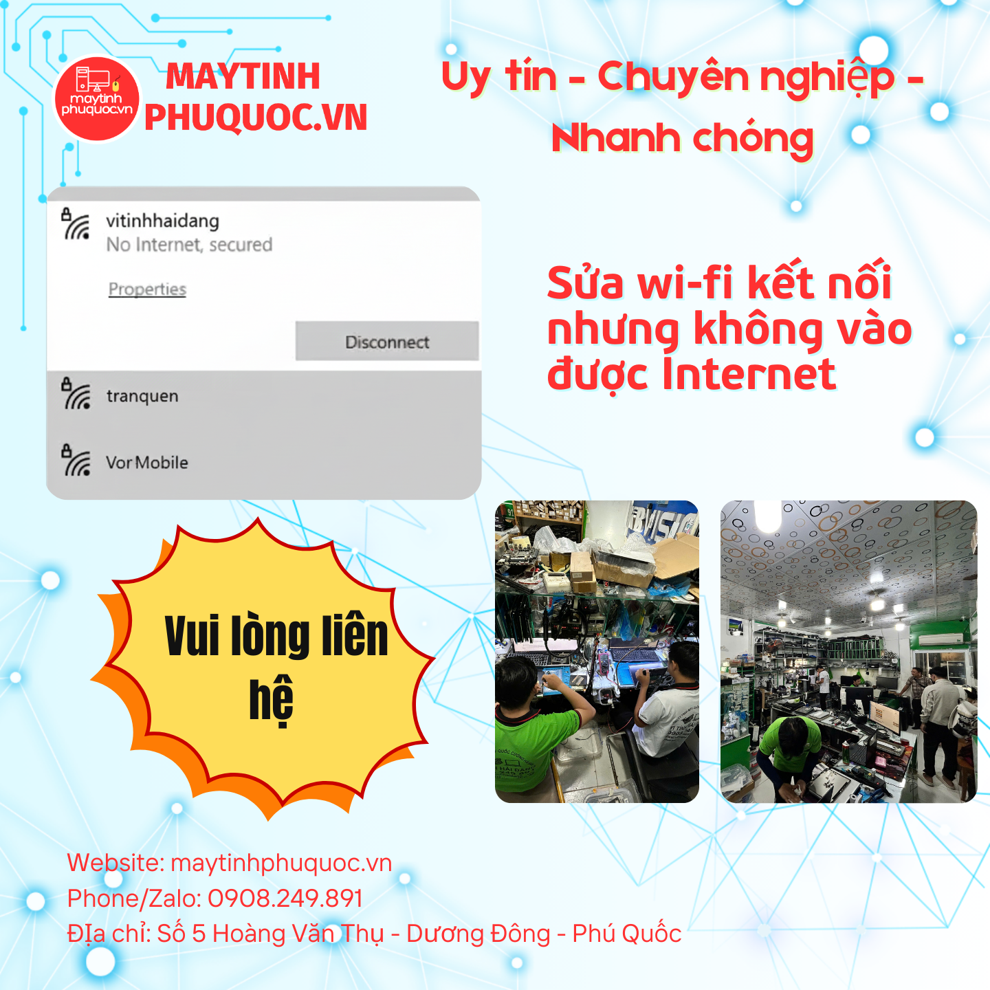 Sửa Wifi kết nối nhưng không vào được Internet – Dịch Vụ Sửa Chữa Laptop Phú Quốc | Máy Tính Phú Quốc | Vi Tính Hải Đăng