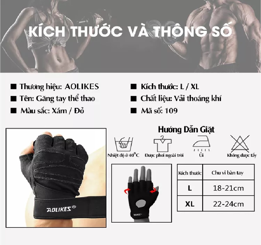 GĂNG TAY TẬP GYM AOLIKES 109