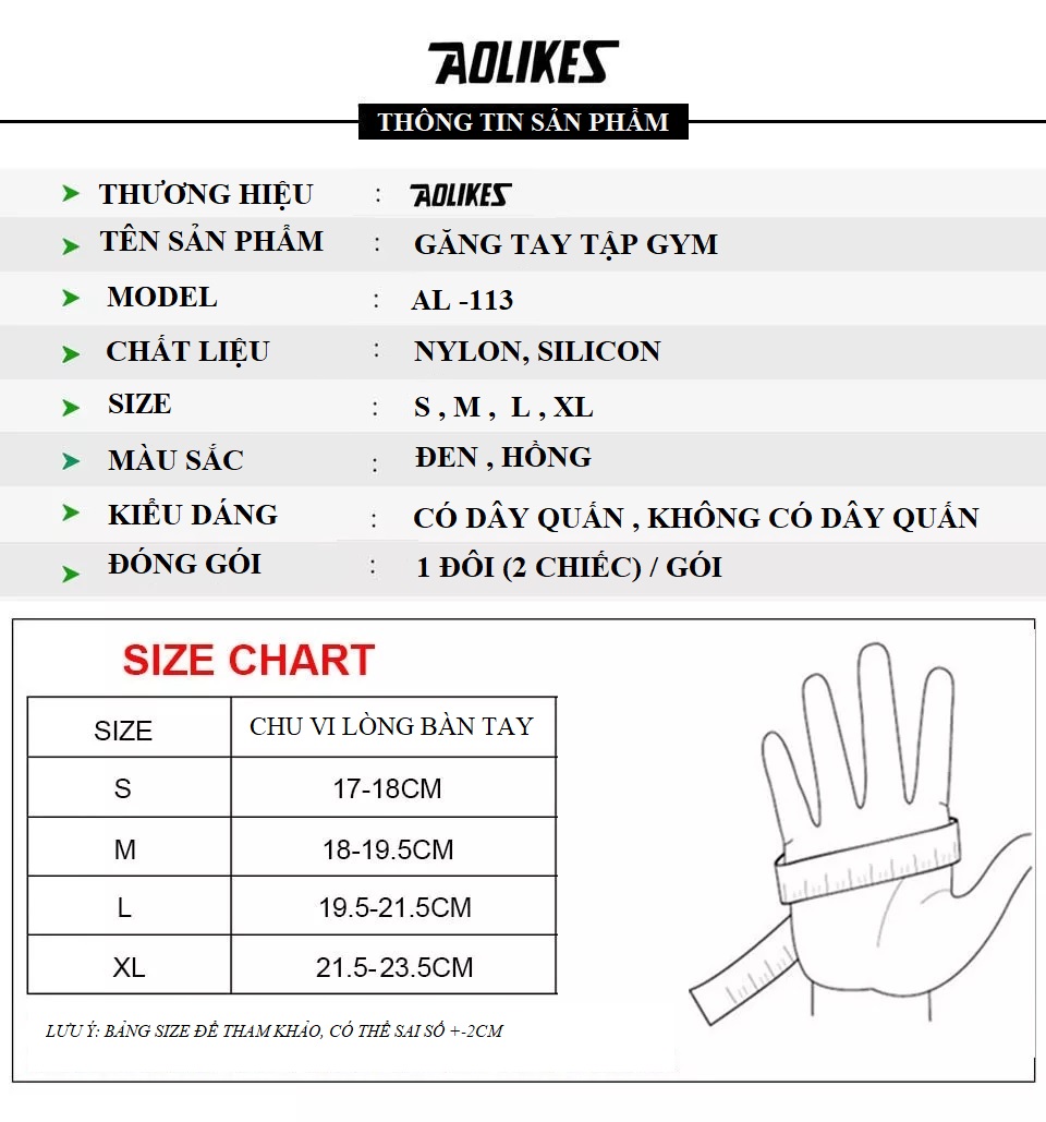 GĂNG TAY TẬP GYM AOLIKES 113