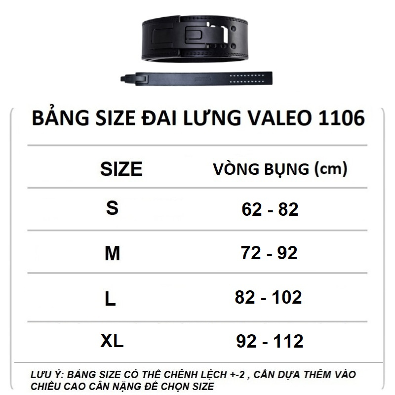 ĐAI LƯNG TẬP GYM KHOÁ LẪY VALEO 1106