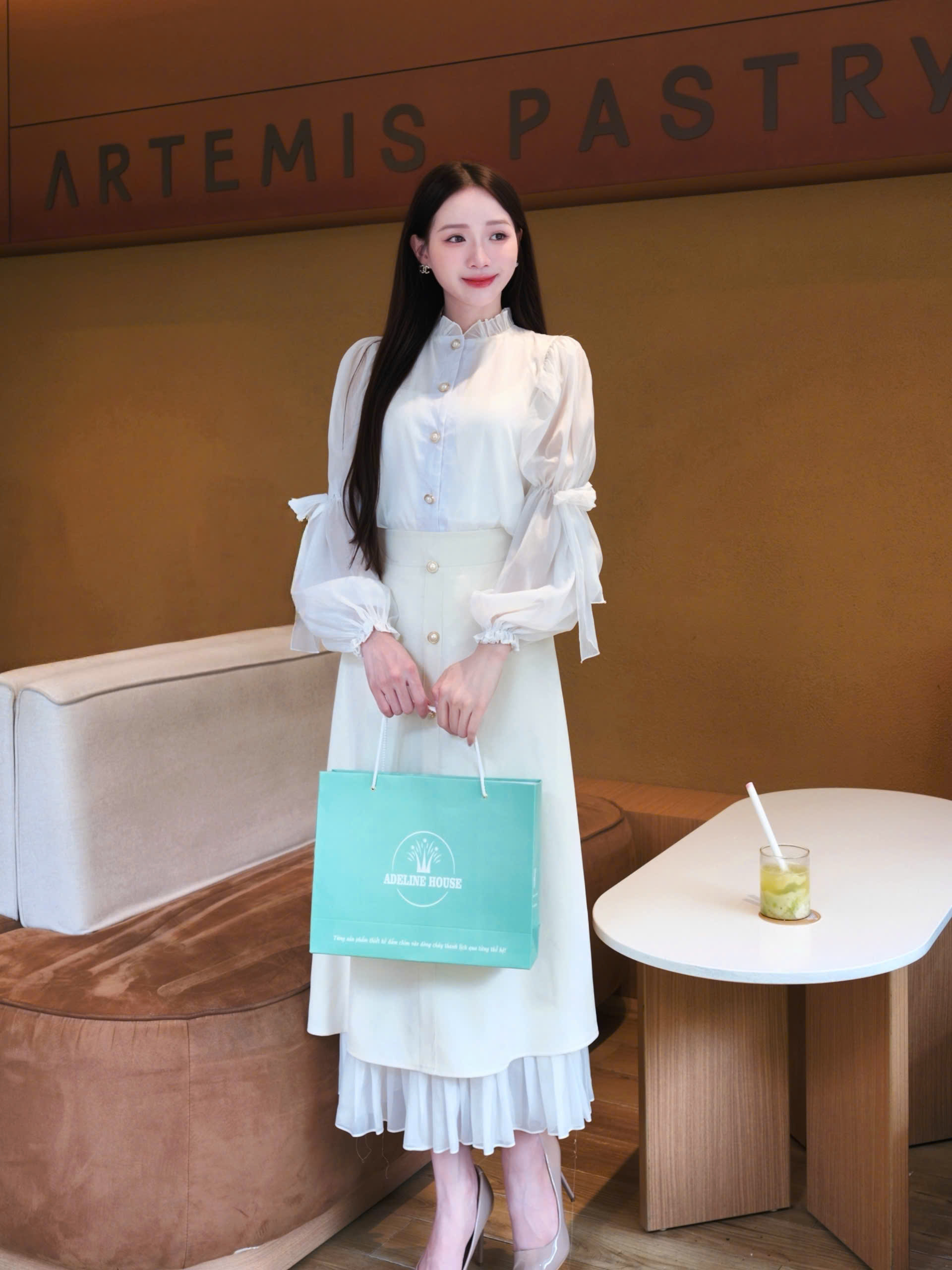 ADELINE HOUSE- SET VÁYTAY NƠ+ CHÂN VÁY THANH LỊCH- TK170.1 SIZE XS S M L XL 2XL 3XL 4XL