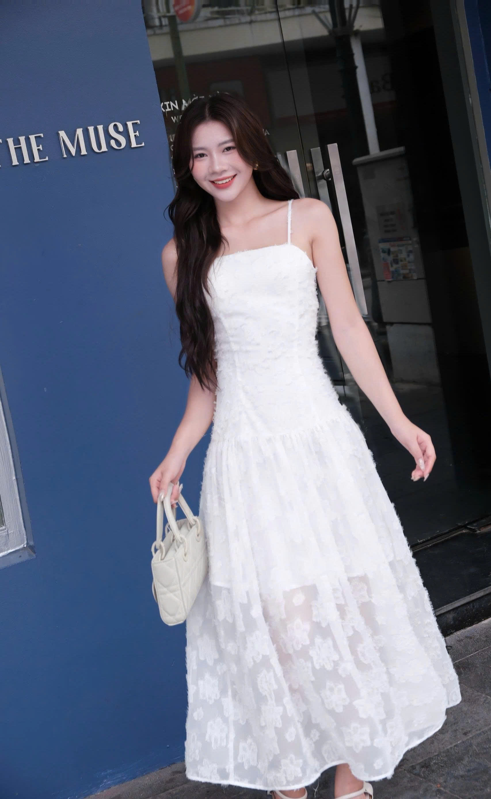 ADELINE HOUSE- Váy Trắng Ren Tiểu Thư “Pure Grace”Elise Ruffle Midi Adeline Dress –TK80.1