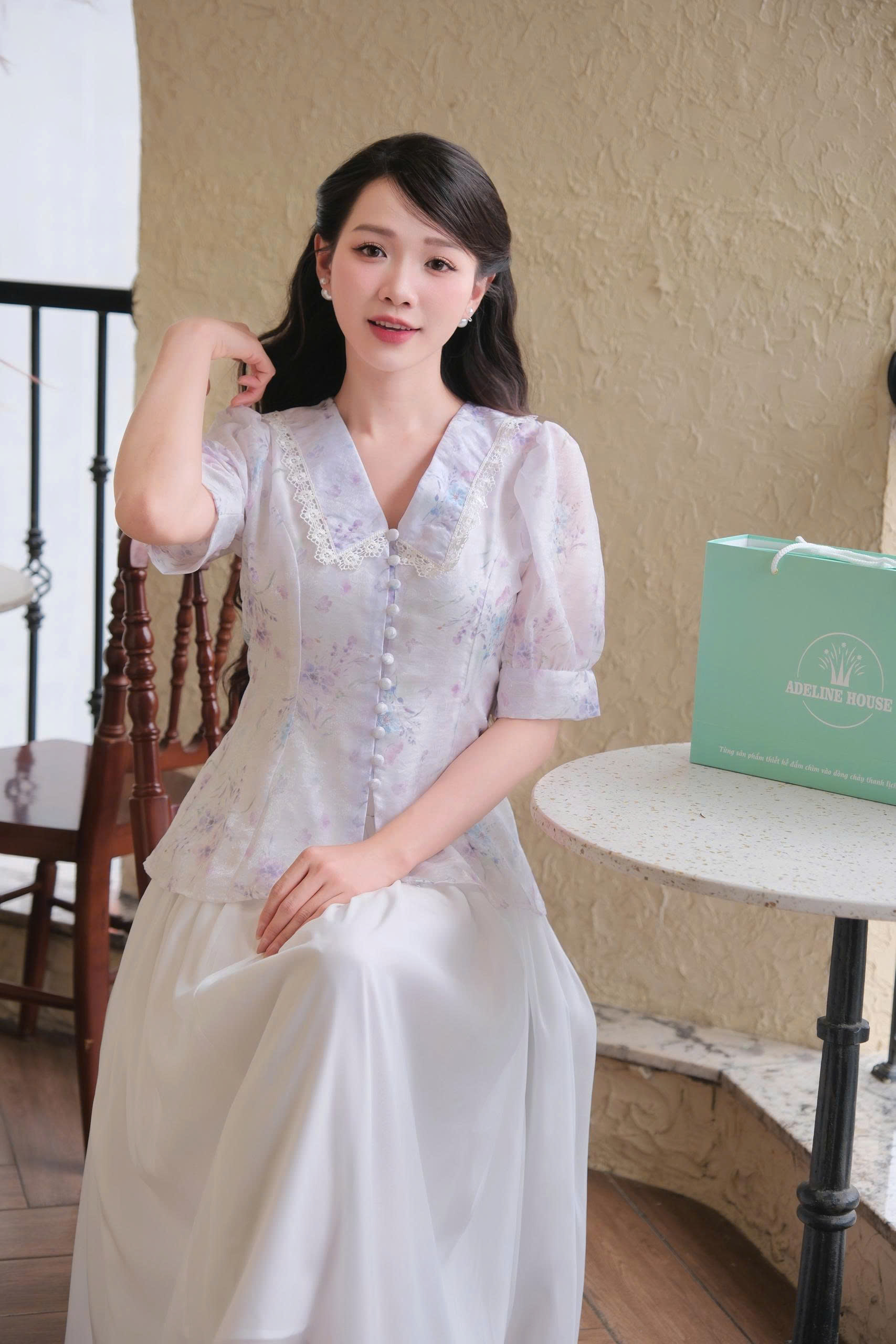 ADELINE HOUSE- Set Áo Hoa Voan Tay Ngắn + Chân Váy Maxi Dài Xòe Thanh Lịch- TK127 TK132 SIZE XS S M L XL 2XL 3XL 4XL