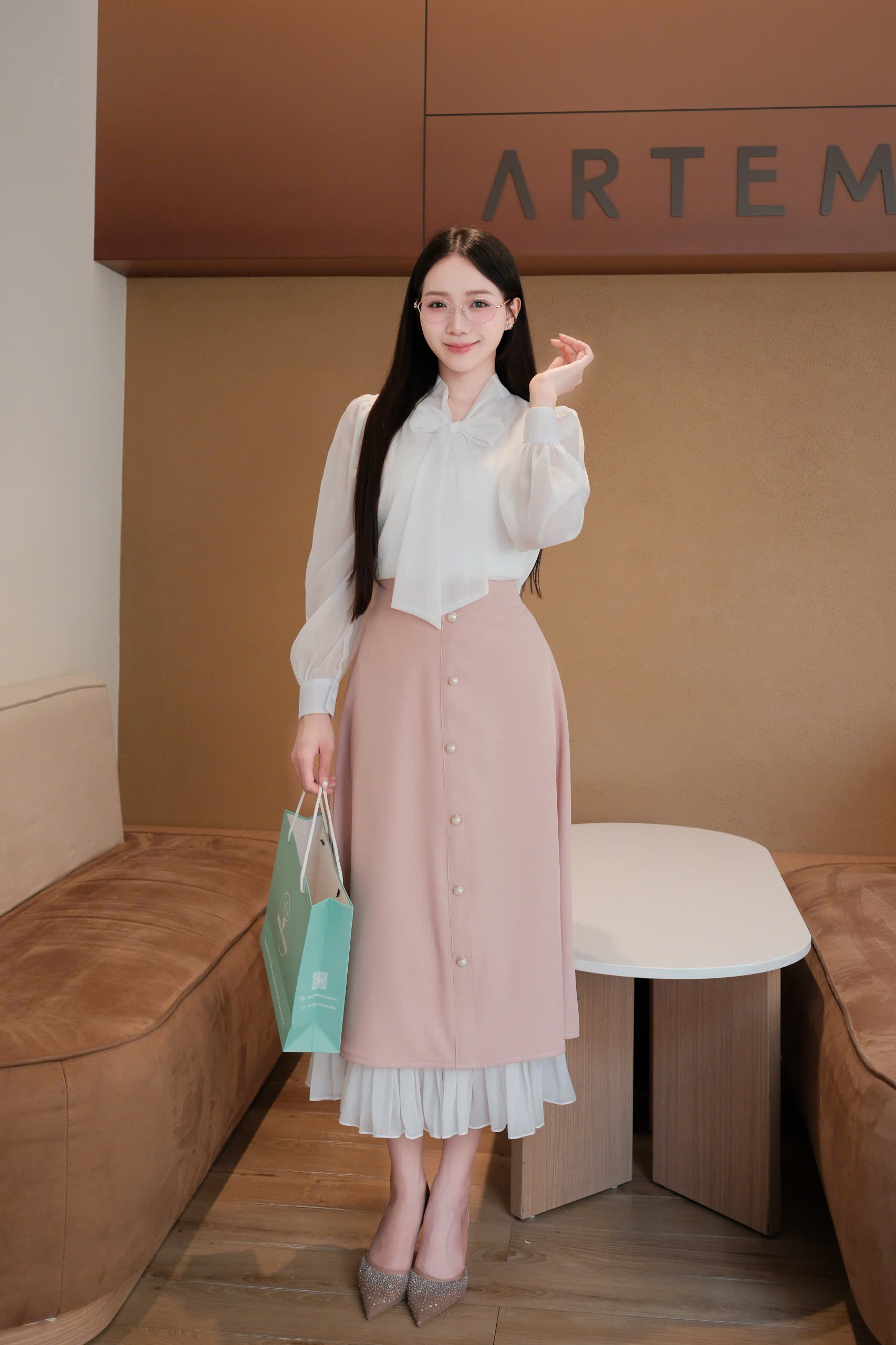 Adeline House - Set áo nơ phối chân váy voan thanh lịch - TK152.4 SIZE S M L XL 2XL 3XL 4XL