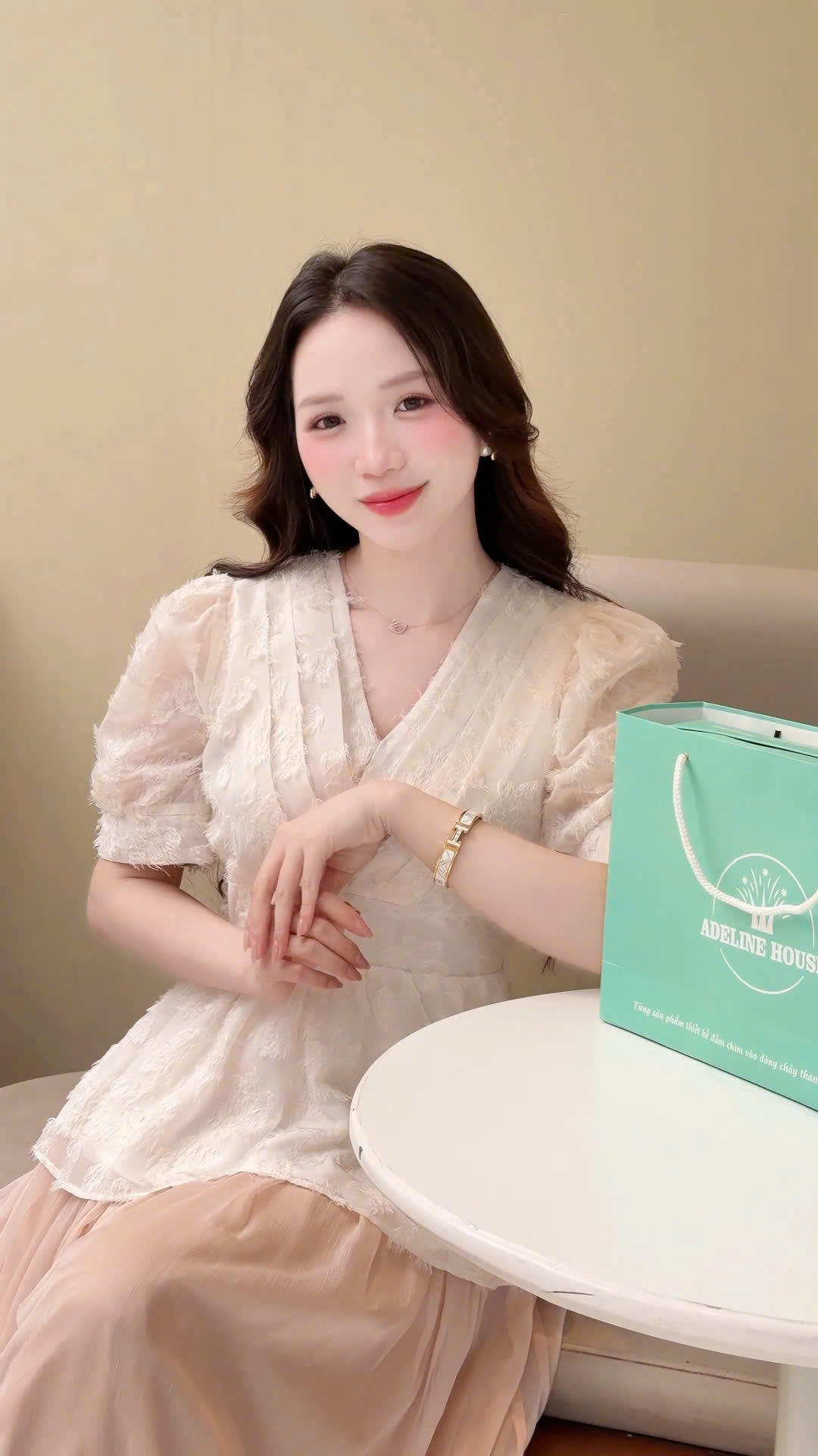ADELINE HOUSE -  SET ÁO PEPLUM TIỂU THƯ  + CHÂN VÁY MIDI DÀI –  TK 182.1+166.3