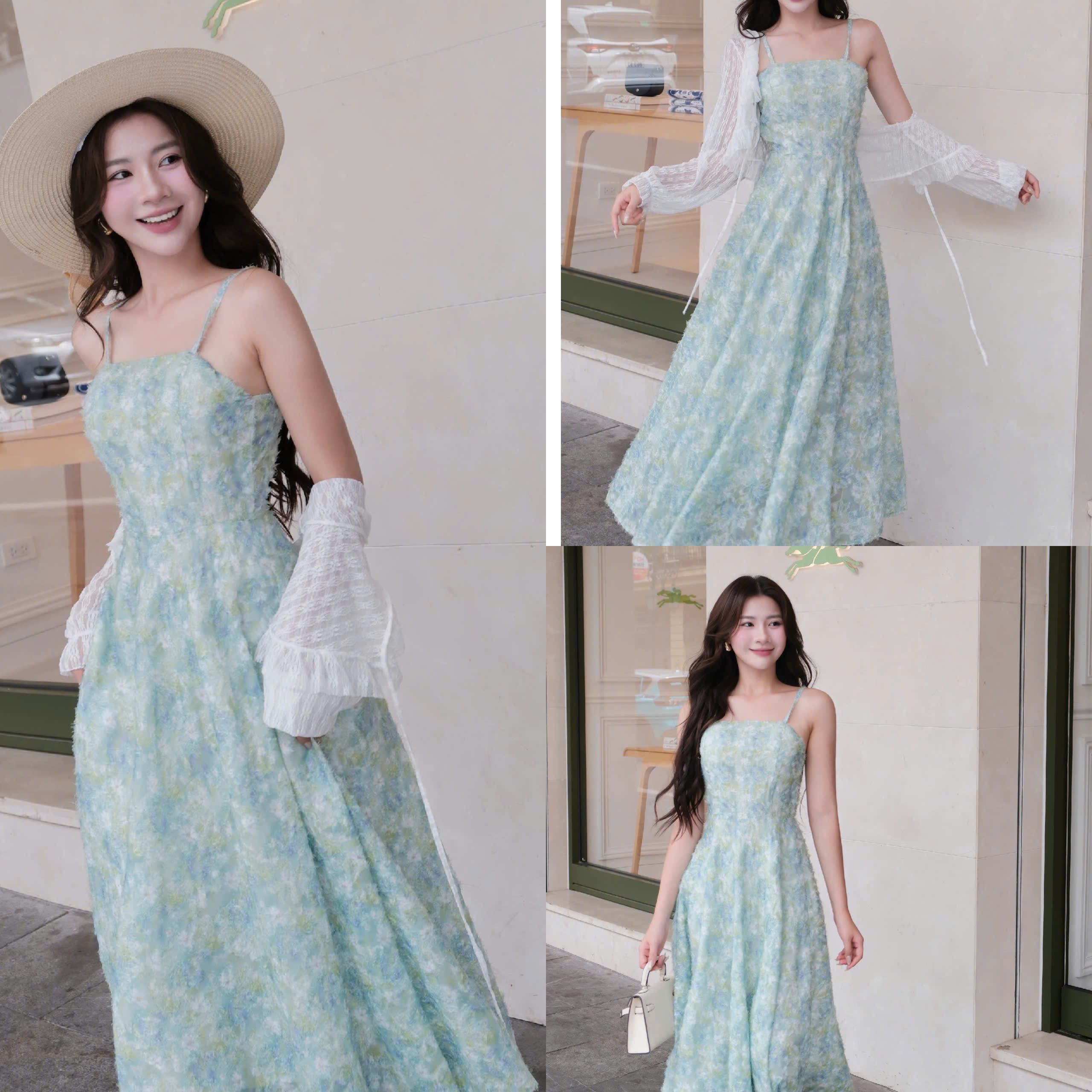 ADELINE HOUSE- Đầm 2 Dây Hoa cúc Xanh Dịu Dàng Phong Cách Pháp – TK82.1+ TK89.1 SIZE XS S M L XL 2XL 3XL 4XL