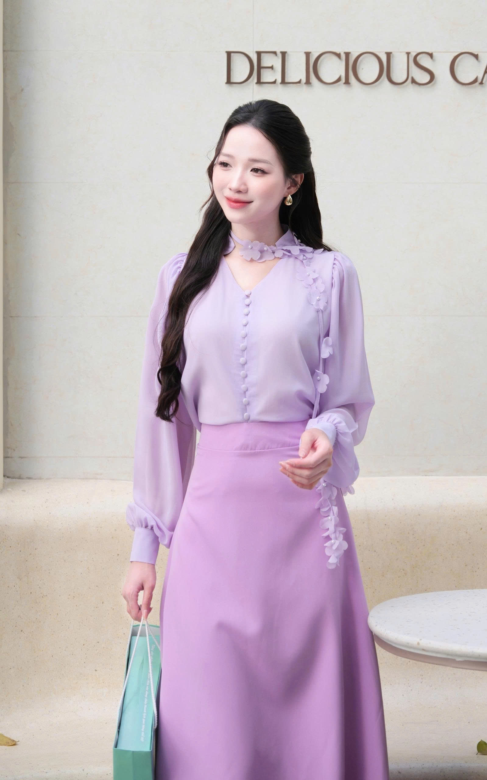 Adeline house - Váy midi tím lilac cổ hoa tiểu thư thanh lịch TK139 TK25.3 SIZE XS S M L XL 2XL 3XL 4XL