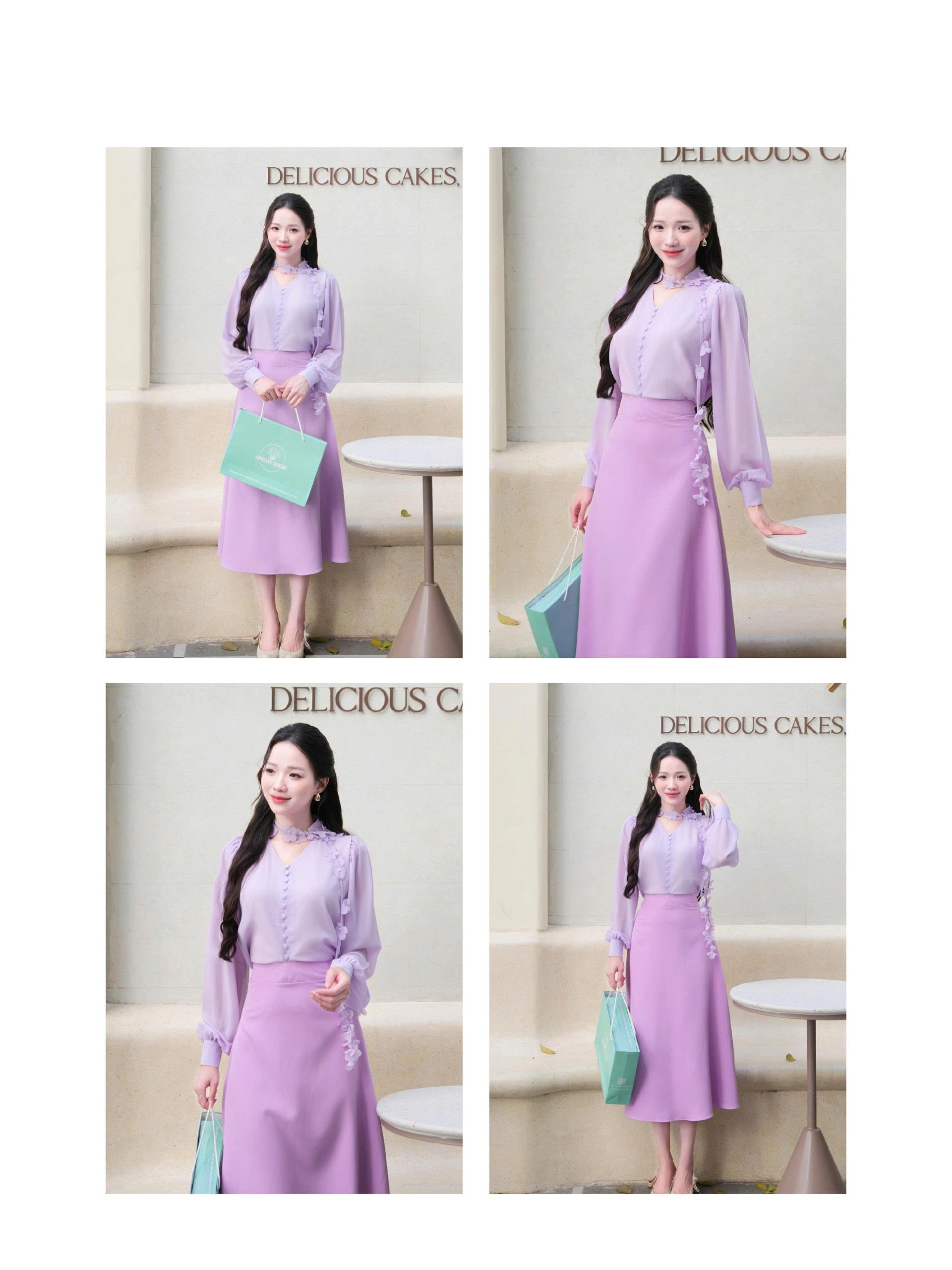 Adeline house - Váy midi tím lilac cổ hoa tiểu thư thanh lịch TK139 TK25.3 SIZE XS S M L XL 2XL 3XL 4XL