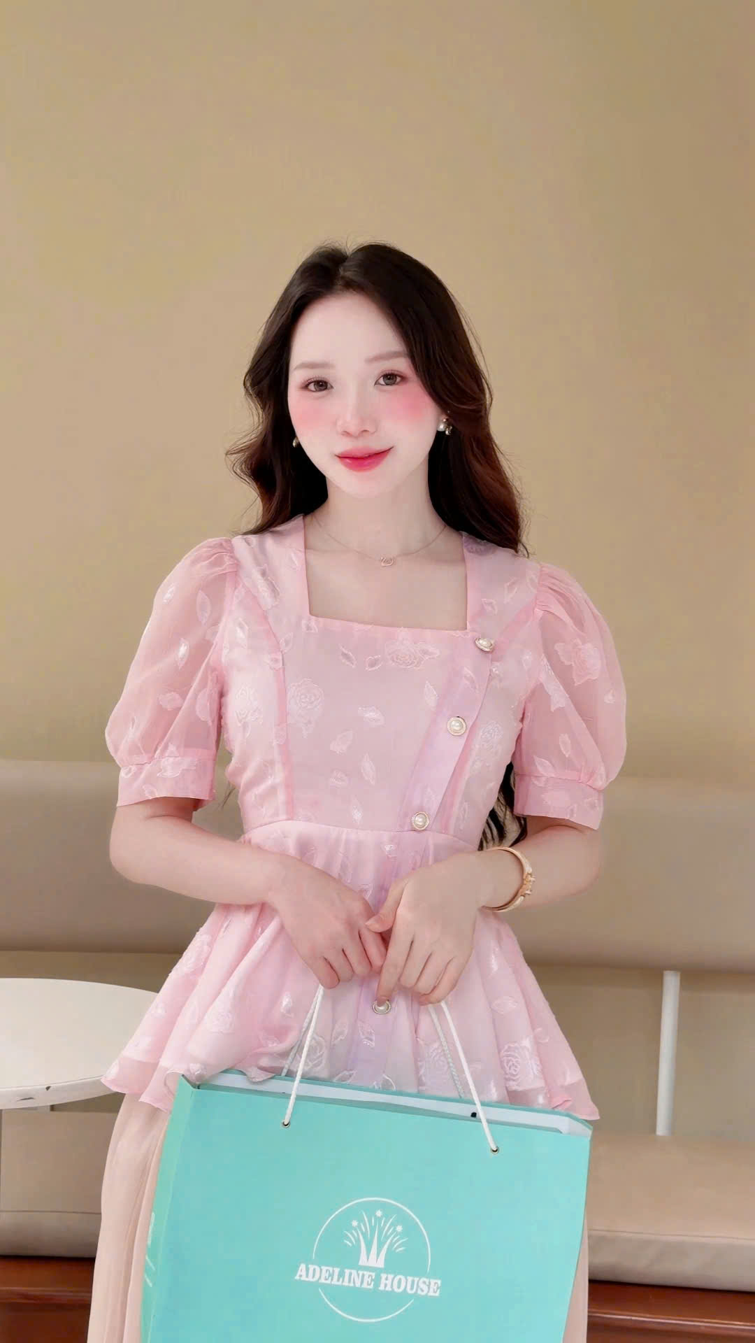 ADELINE HOUSE -  SET ÁO VOAN TIỂU THƯ TAY PHỒNG + CHÂN VÁY MIDI DÀI- TK 181.2+166.3