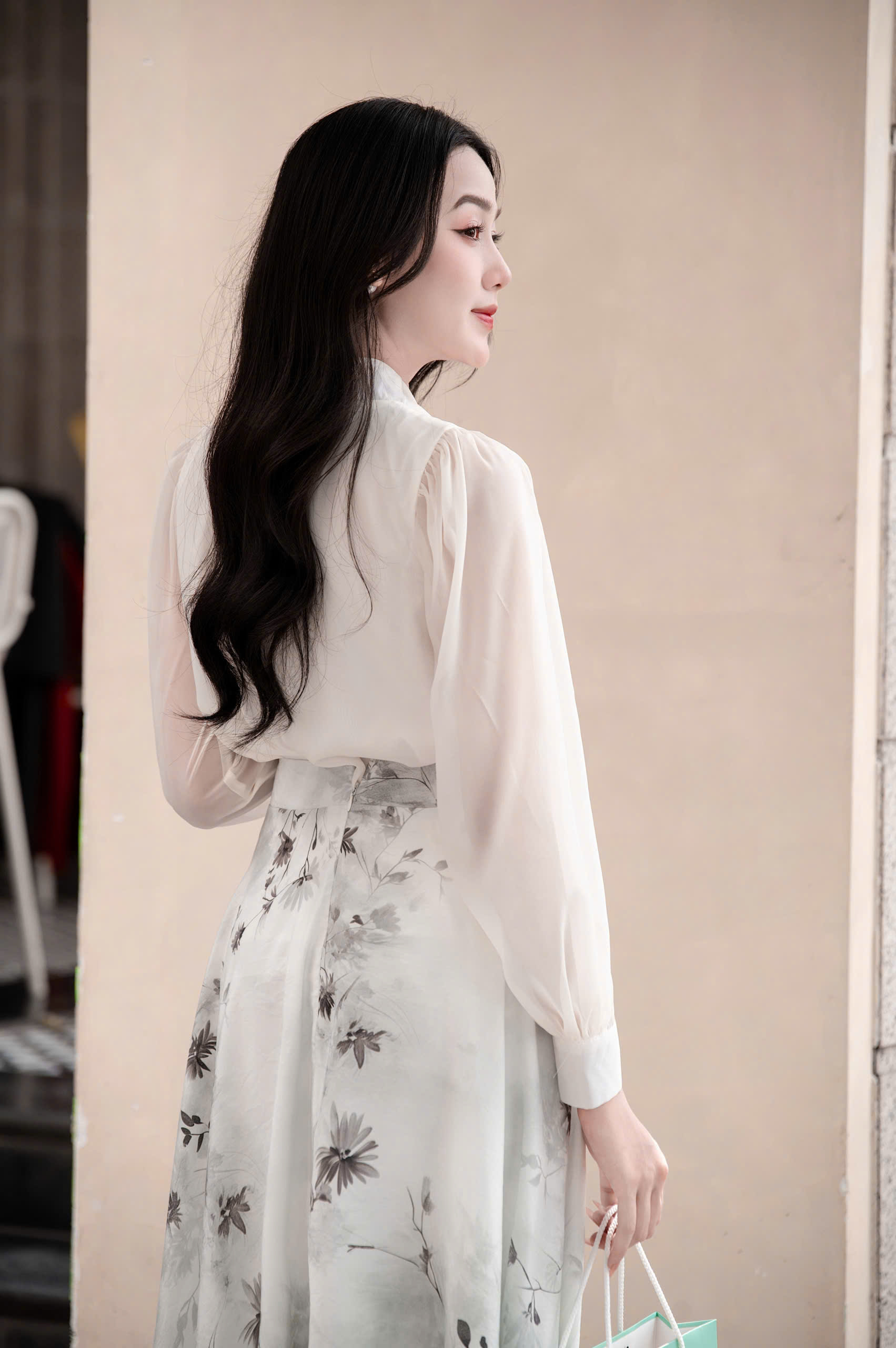 ADELINE HOUSE- Set Áo Nơ Voan + Chân Váy Hoa Dáng Dài Thanh Lịch- TK155.2 SIZE XS S M L XL 2XL 3XL 4XL