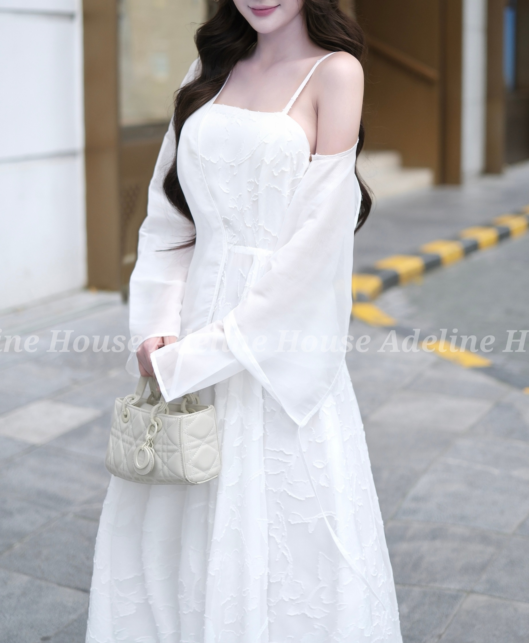 Adeline House - Lovely floral maxi dress - TK99 White Embroidery