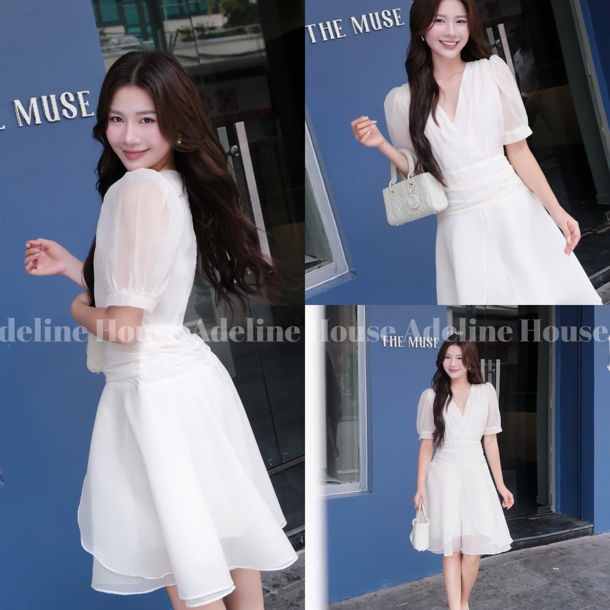 ADELINE HOUSE- Đầm Màu Be Pastel Cổ V Dáng Xòe – Váy Thiết Kế Nữ Tính Thanh Lịch Adeline- TK58.3