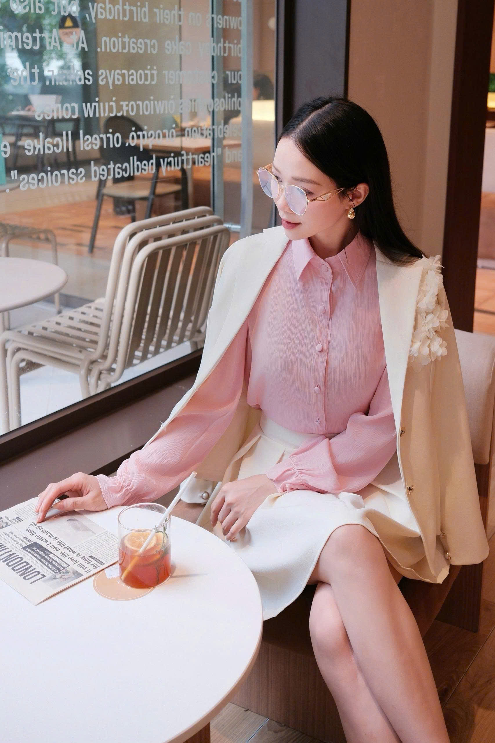 ADELINE HOUSE-✨ Set Áo Sơ Mi+ Chân Váy Xếp Ly Xinh Xắn- TK45.8 Hồng