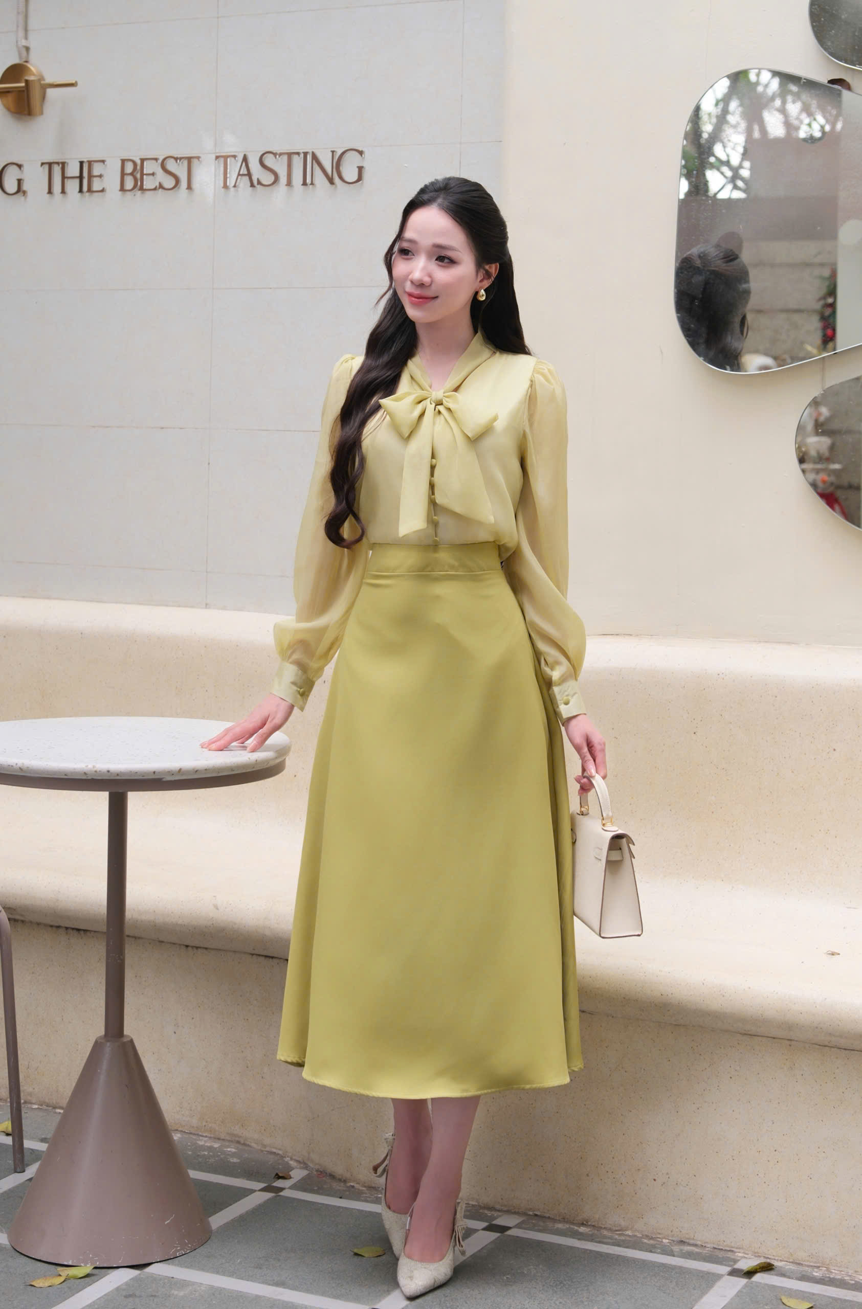 ADELINE HOUSE- SET VÁY TIỂU THƯ XANH CỐM NHẸ NHÀNG – THANH LỊCH TK152.2 + TK25.2 SIZE XS S M L XL