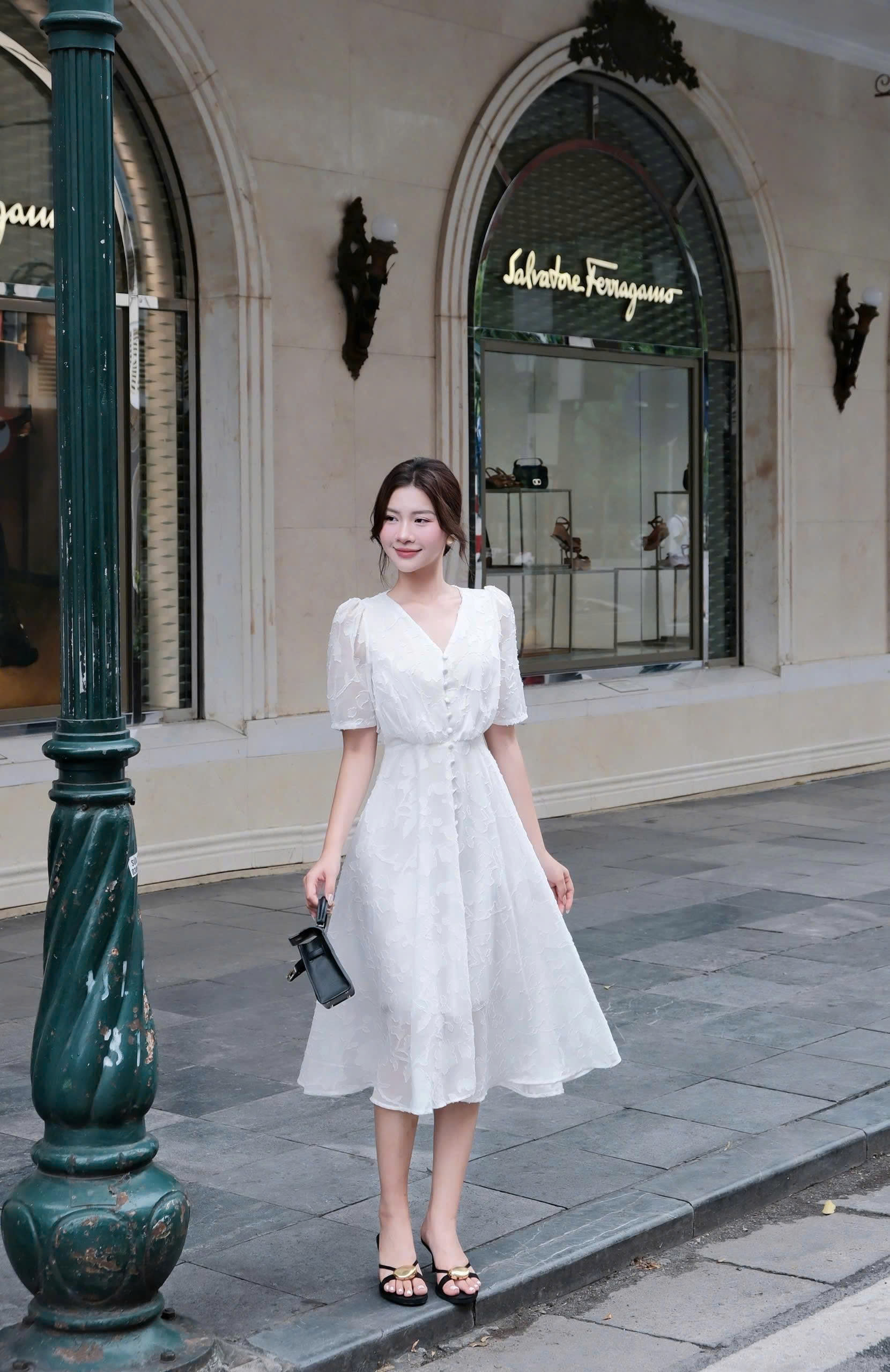 ADELINE HOUSE- Đầm Xòe Voan Trắng – Váy Nữ Cổ V Thanh Lịch  Cao Cấp - TK02.1 SIZE XS S M L XL 2XL 3XL 4XL