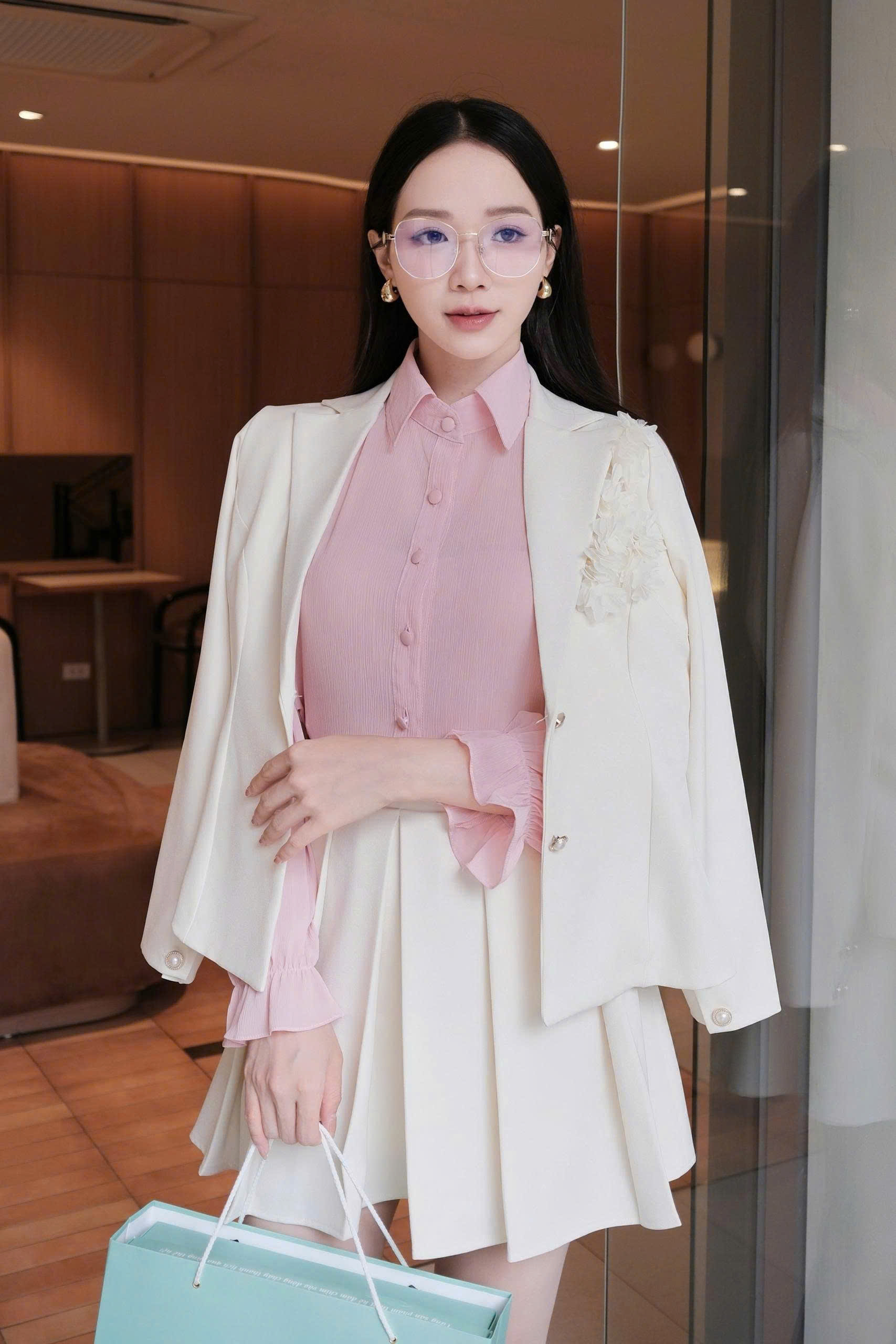 ADELINE HOUSE-✨ Set Áo Sơ Mi+ Chân Váy Xếp Ly Xinh Xắn- TK45.8 Hồng