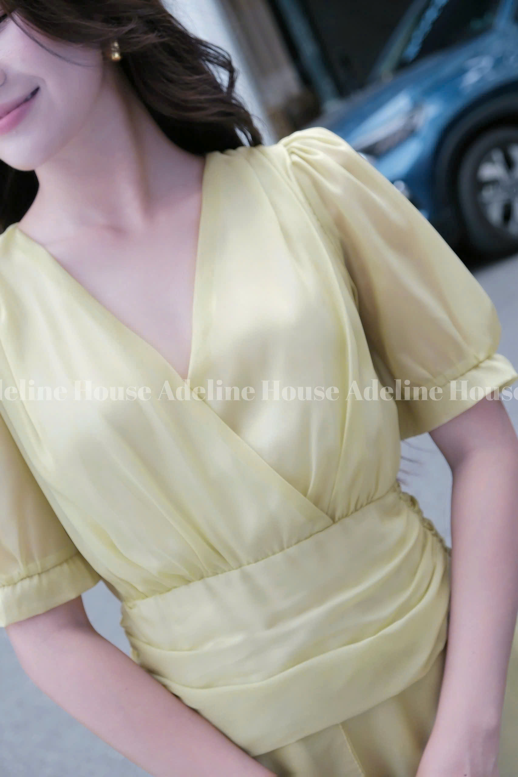 ADELINE HOUSE- Đầm Xanh Cốm Pastel Cổ V Dáng Xòe / Váy Thiết Kế /TK58.4 SIZE XS S M L XL 2XL 3XL4XL