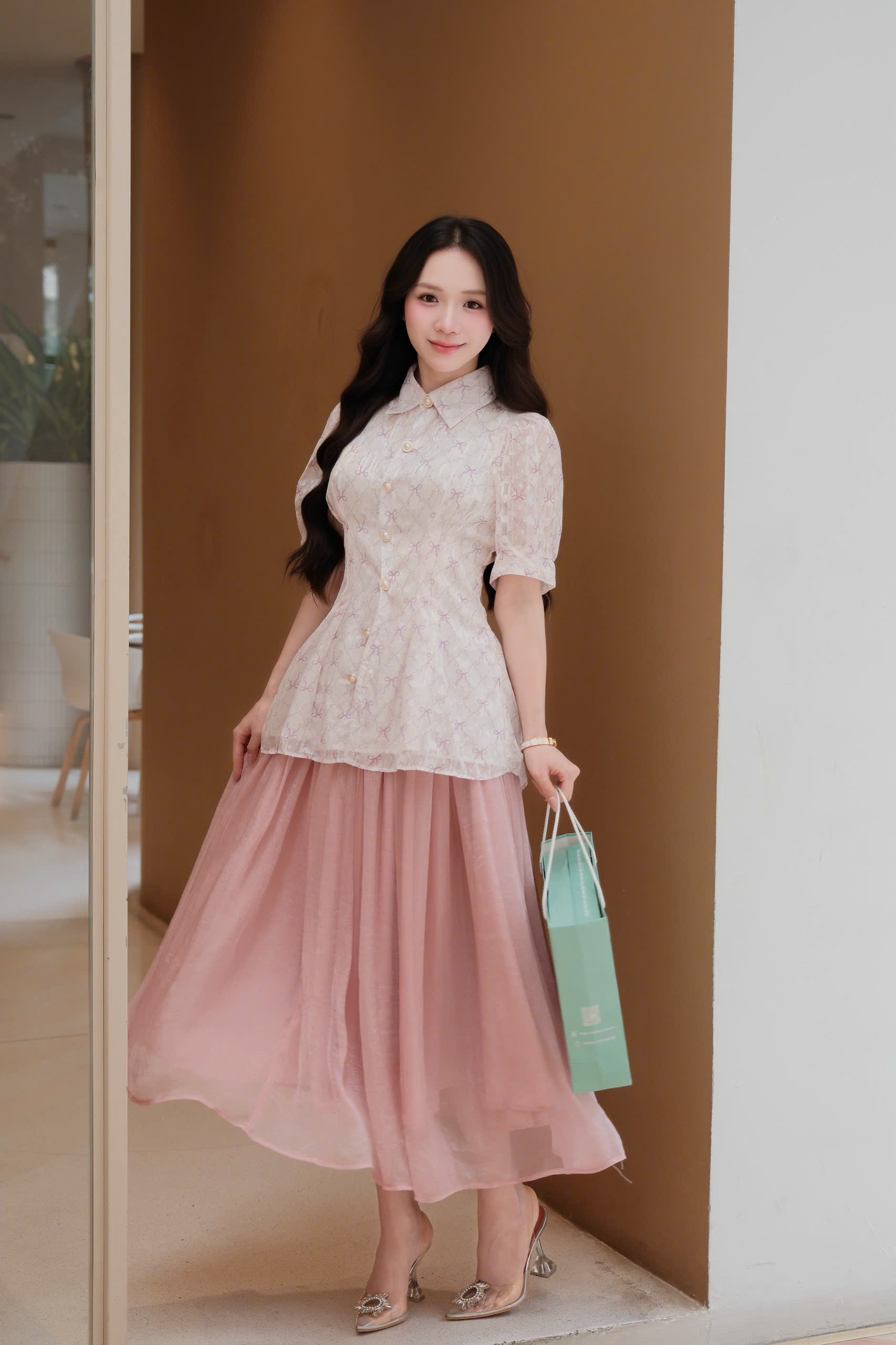 ADELINE HOUSE -  SET ÁO TÍM NƠ  + CHÂN VÁY MIDI DÀI – TK 186.1+166.2