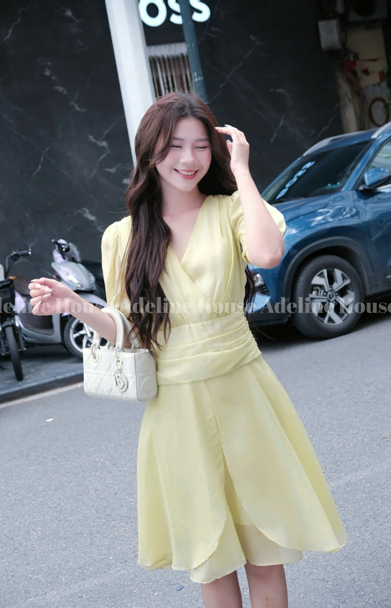 ADELINE HOUSE- Đầm Xanh Cốm Pastel Cổ V Dáng Xòe / Váy Thiết Kế /TK58.4 SIZE XS S M L XL 2XL 3XL4XL