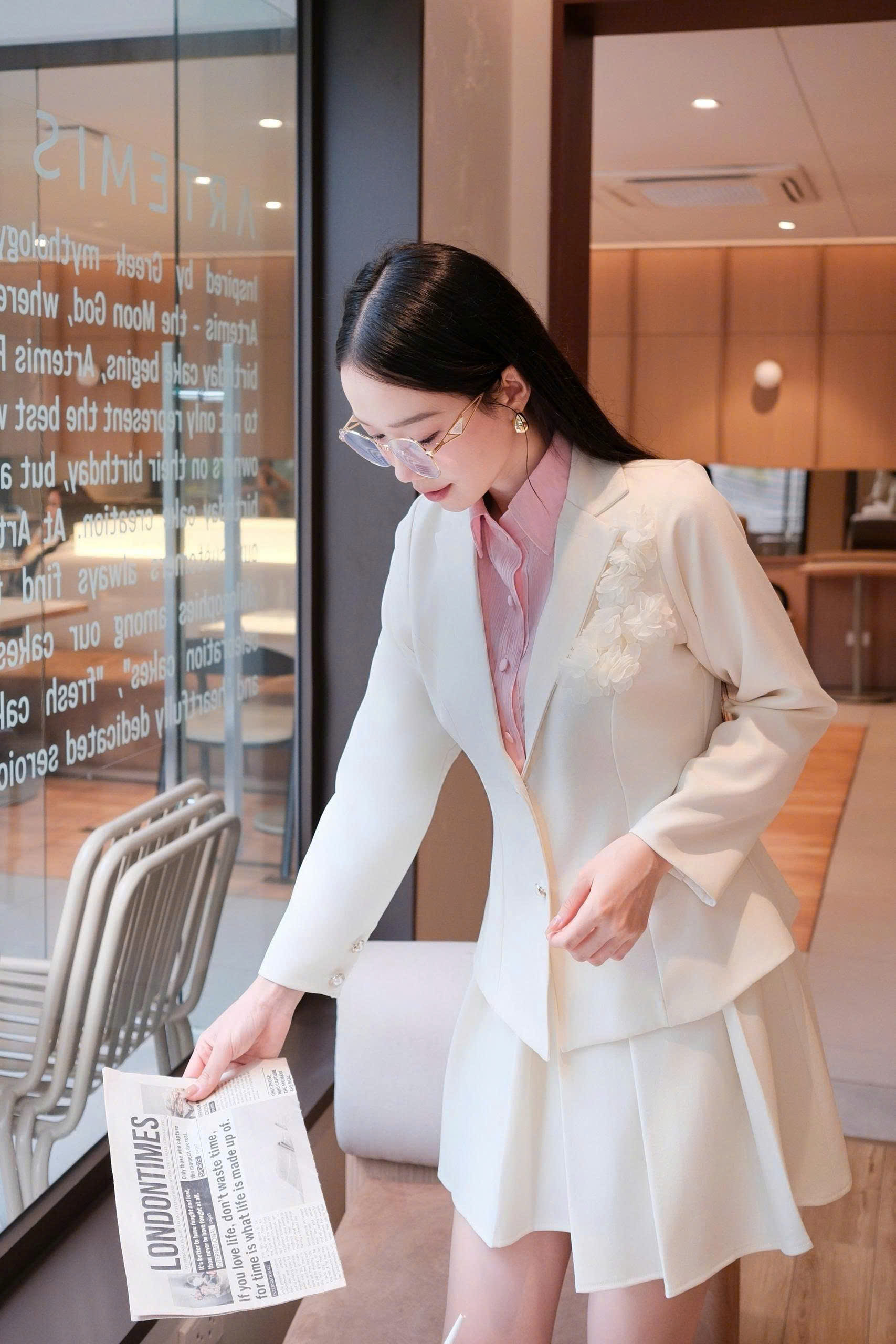 ADELINE HOUSE-✨ Set Áo Sơ Mi+ Chân Váy Xếp Ly Xinh Xắn- TK45.8 Hồng