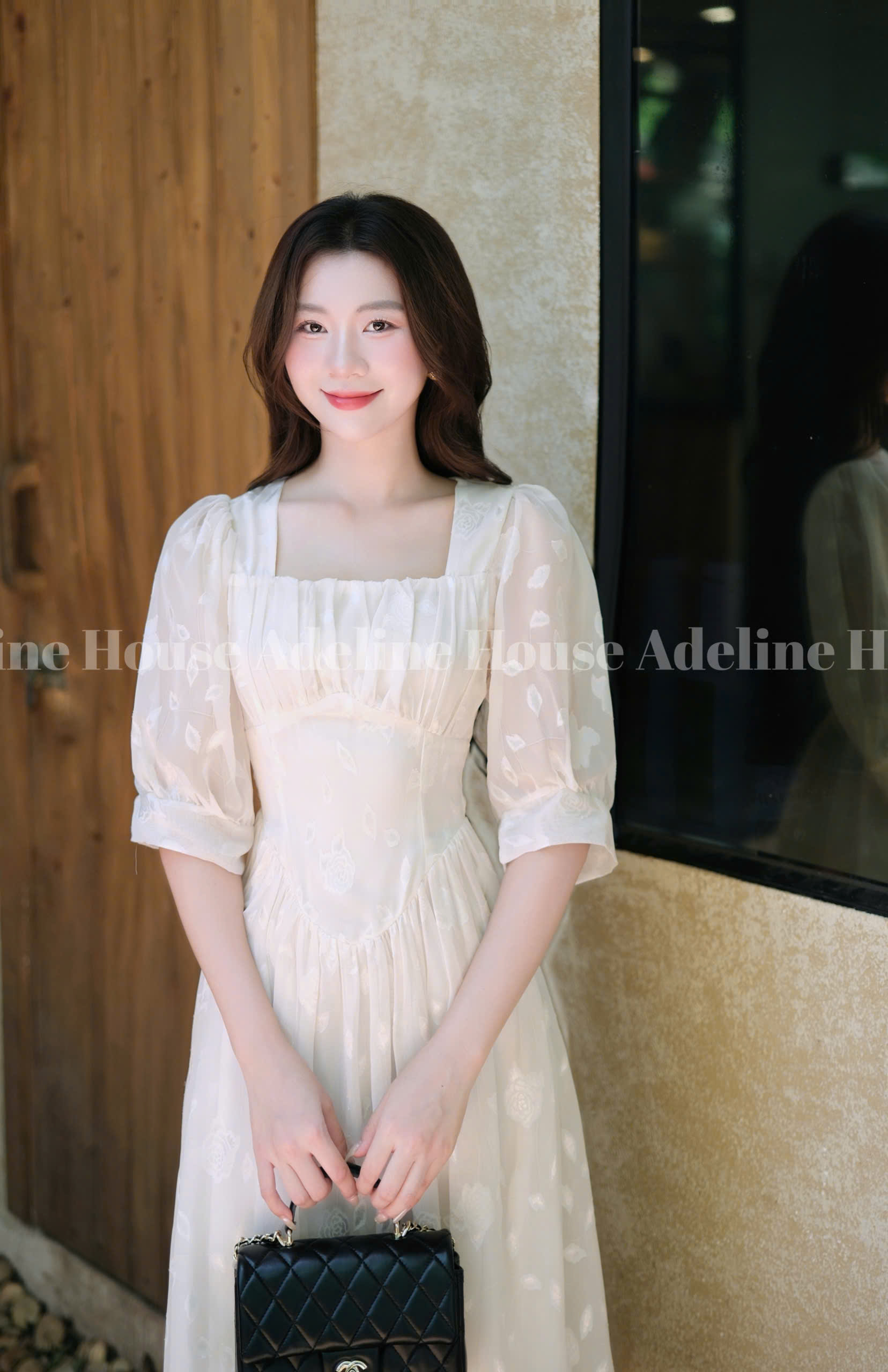 ADELINE HOUSE- Váy Hồng Xinh Vintage Tay Phồng Dáng Midi Nữ Tính- TK09.2 Màu Be SIZE XS S M L