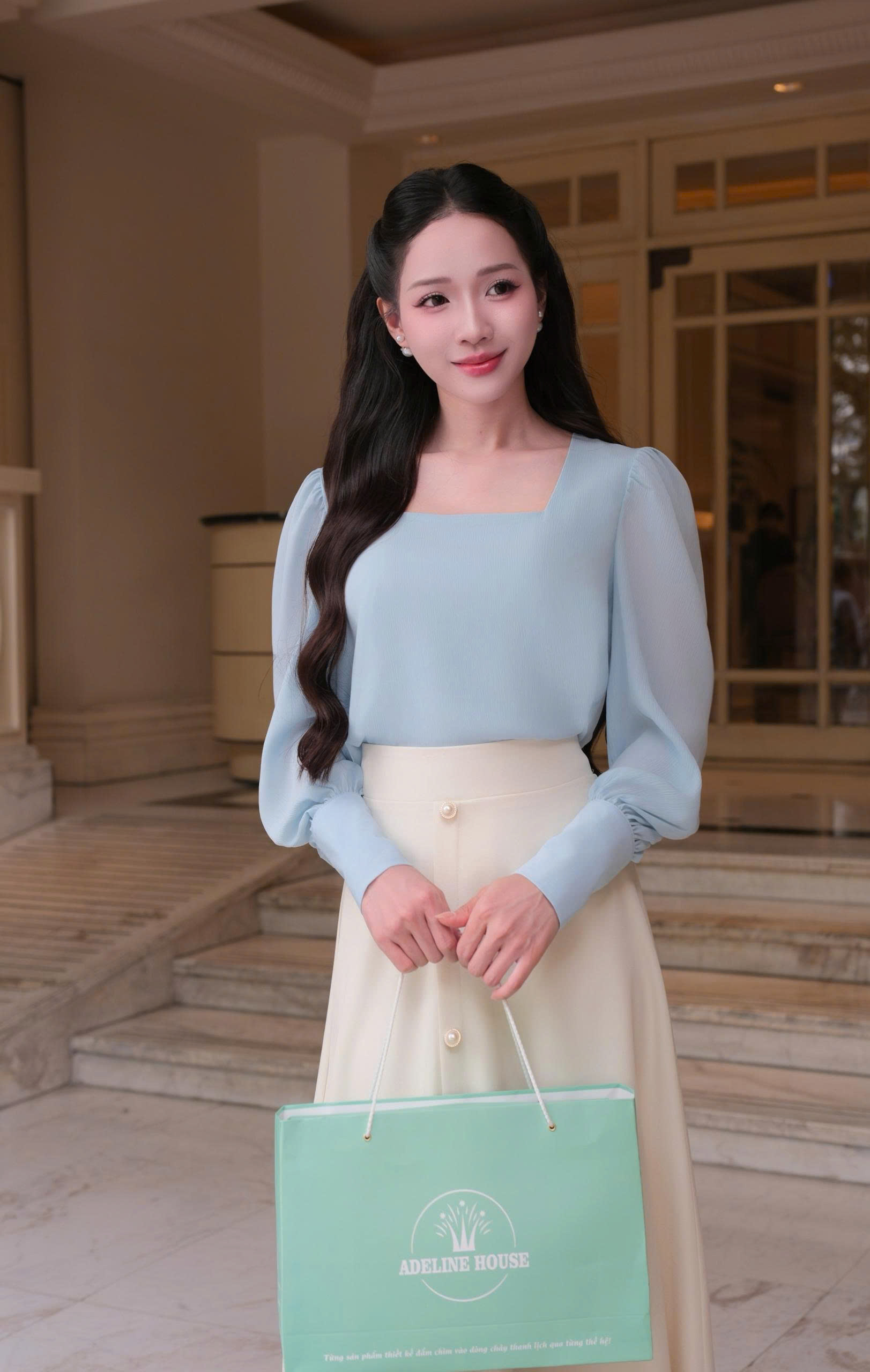 Adeline house - Chân váy A đính cúc giữa - TK160.1