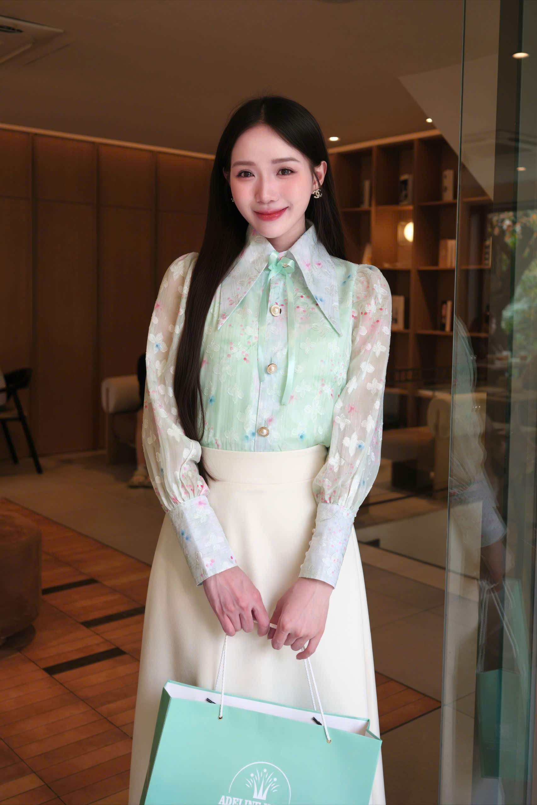 ADELINE HOUSE- SET ÁO VOAN HOA PASTEL – CHÂN VÁY A DÁNG DÀI THANH LỊCH- TK169.1  SIZE XS S M L XL 2XL 3XL 4XL