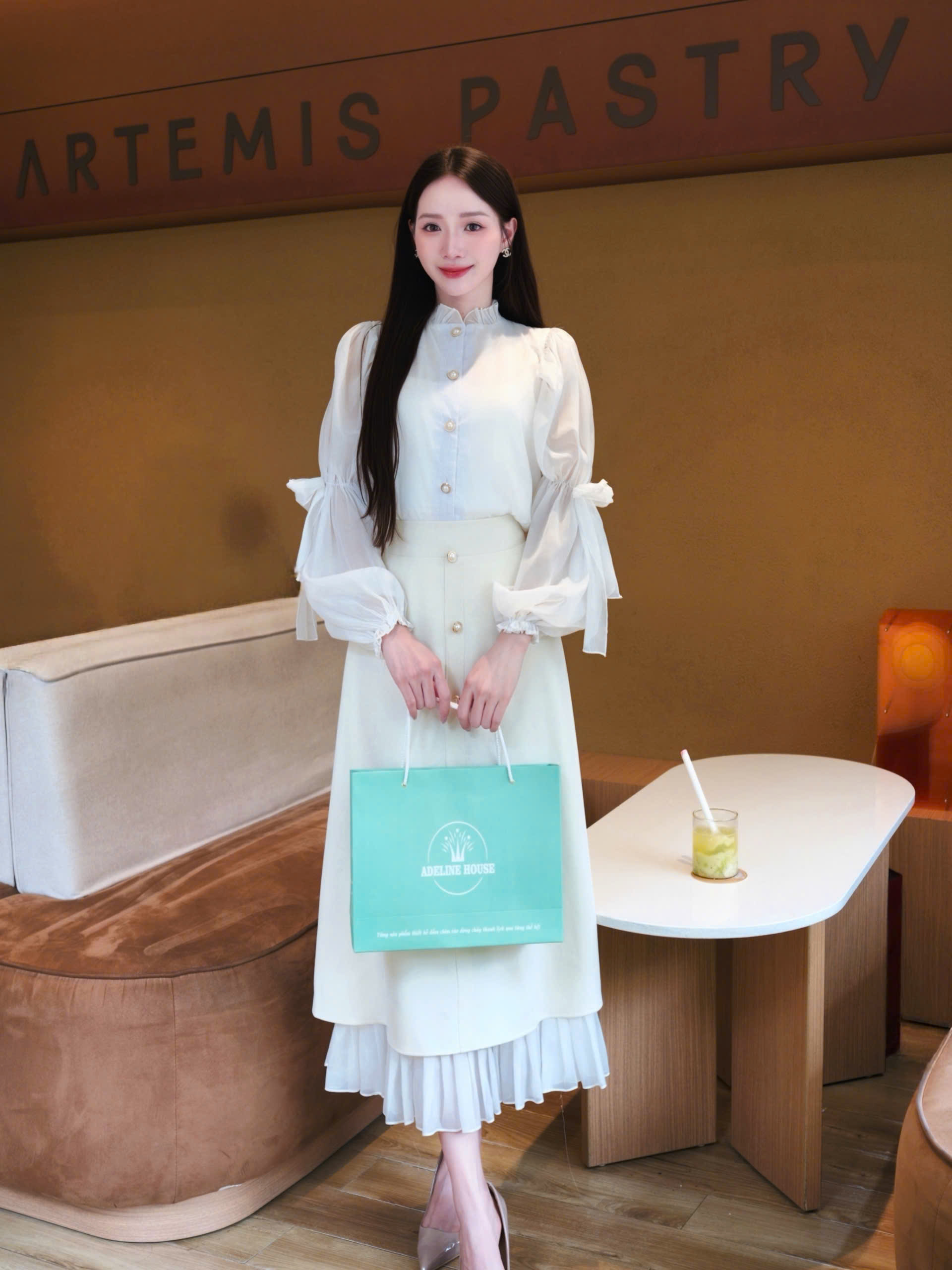 ADELINE HOUSE- SET VÁYTAY NƠ+ CHÂN VÁY THANH LỊCH- TK170.1 SIZE XS S M L XL 2XL 3XL 4XL