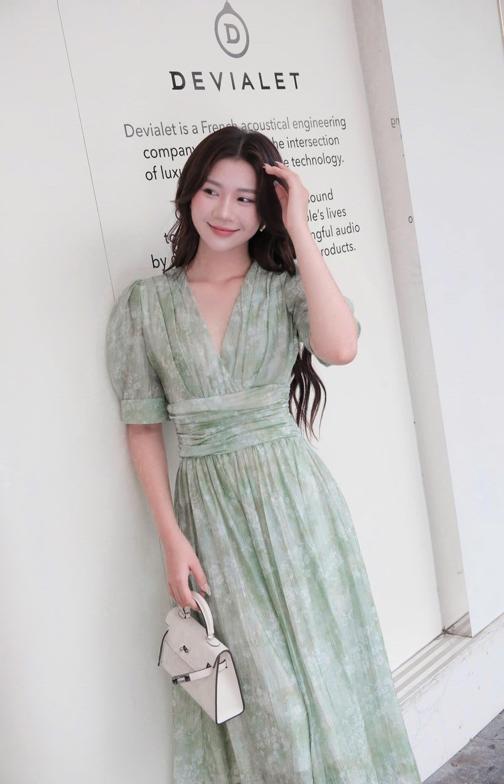 ADELINE HOUSE- Đầm Voan Xanh Thanh Lịch Dáng Midi- TK39.5