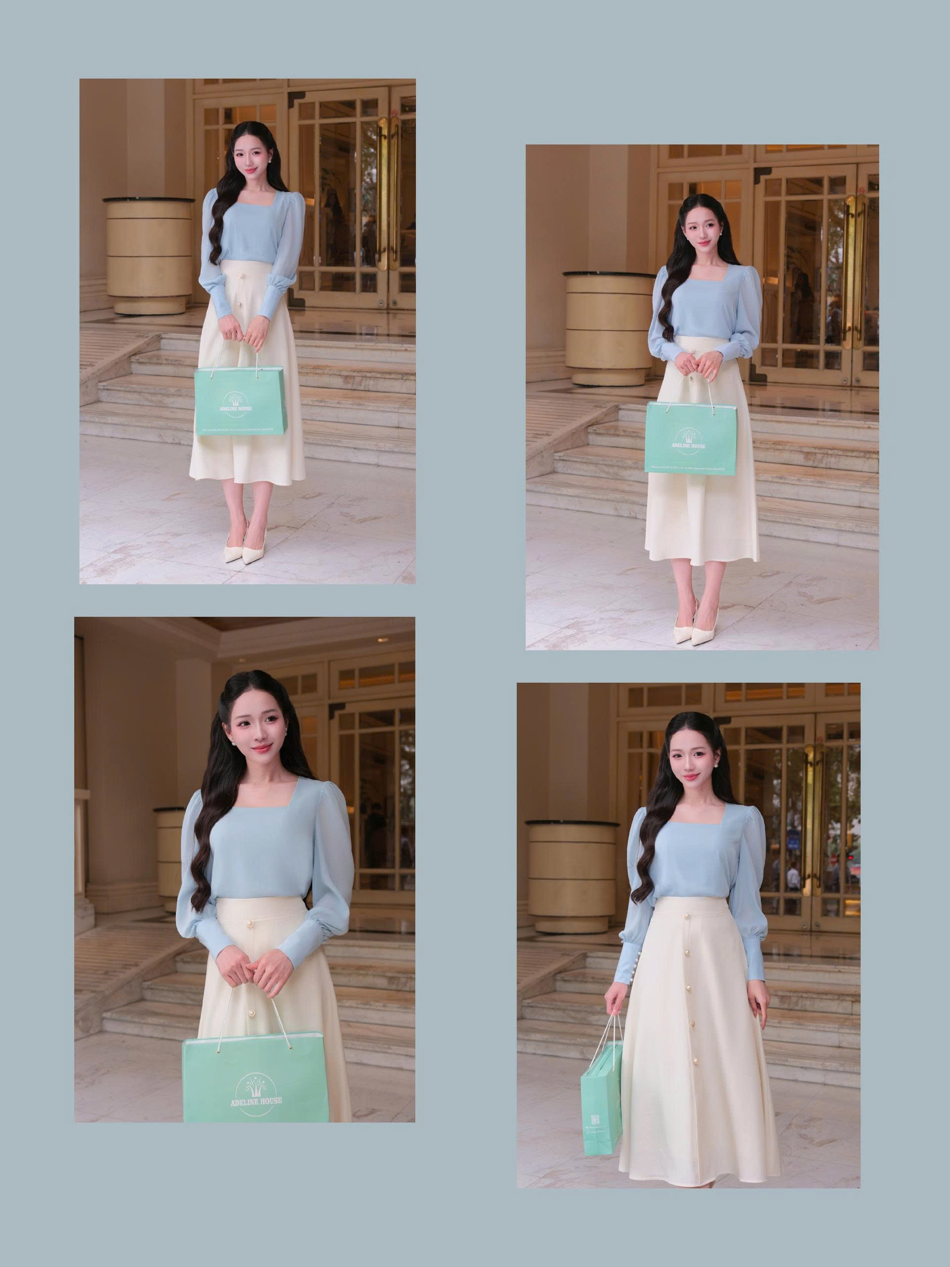 Adeline house - Chân váy A đính cúc giữa - TK160.1