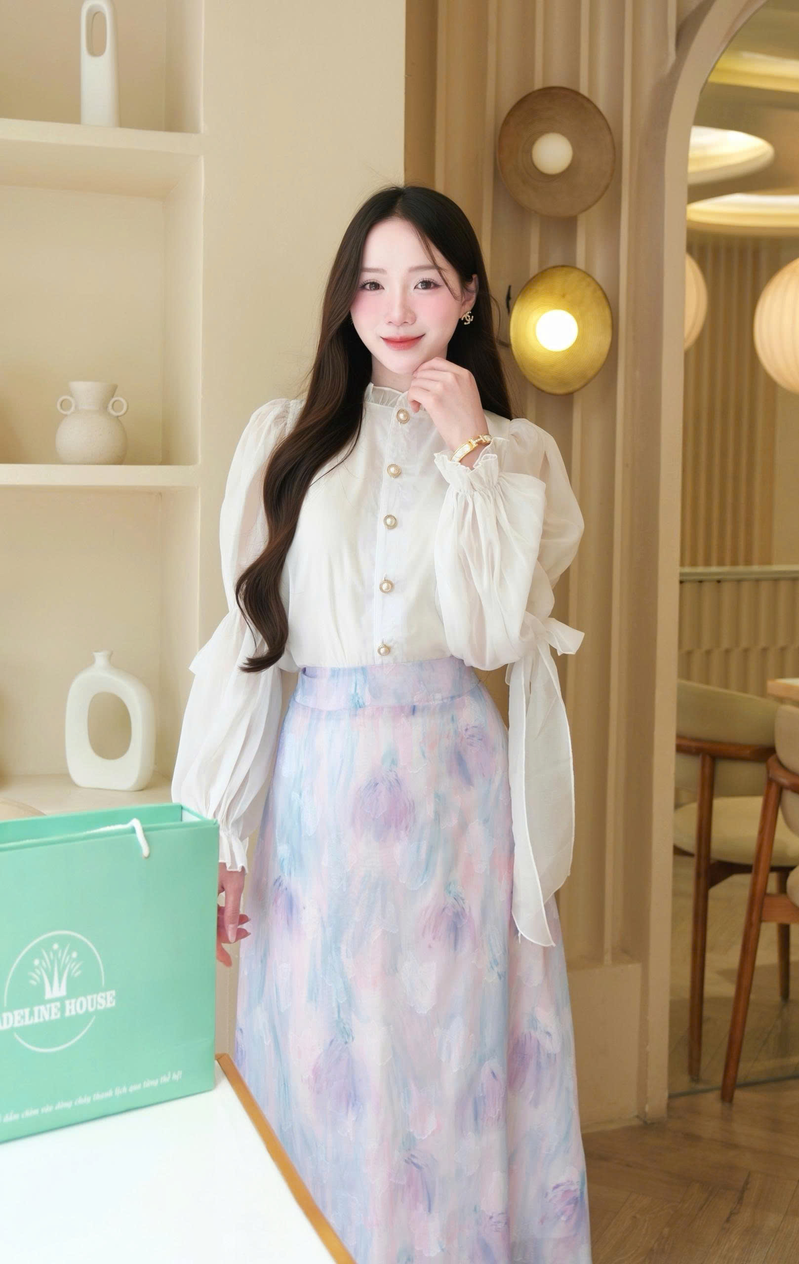 ADELINE HOUSE- SET VÁY CÔNG SỞ PASTEL XANH – NÀNG THƠ NHẸ NHÀNG- TK170.1 +TK157.8