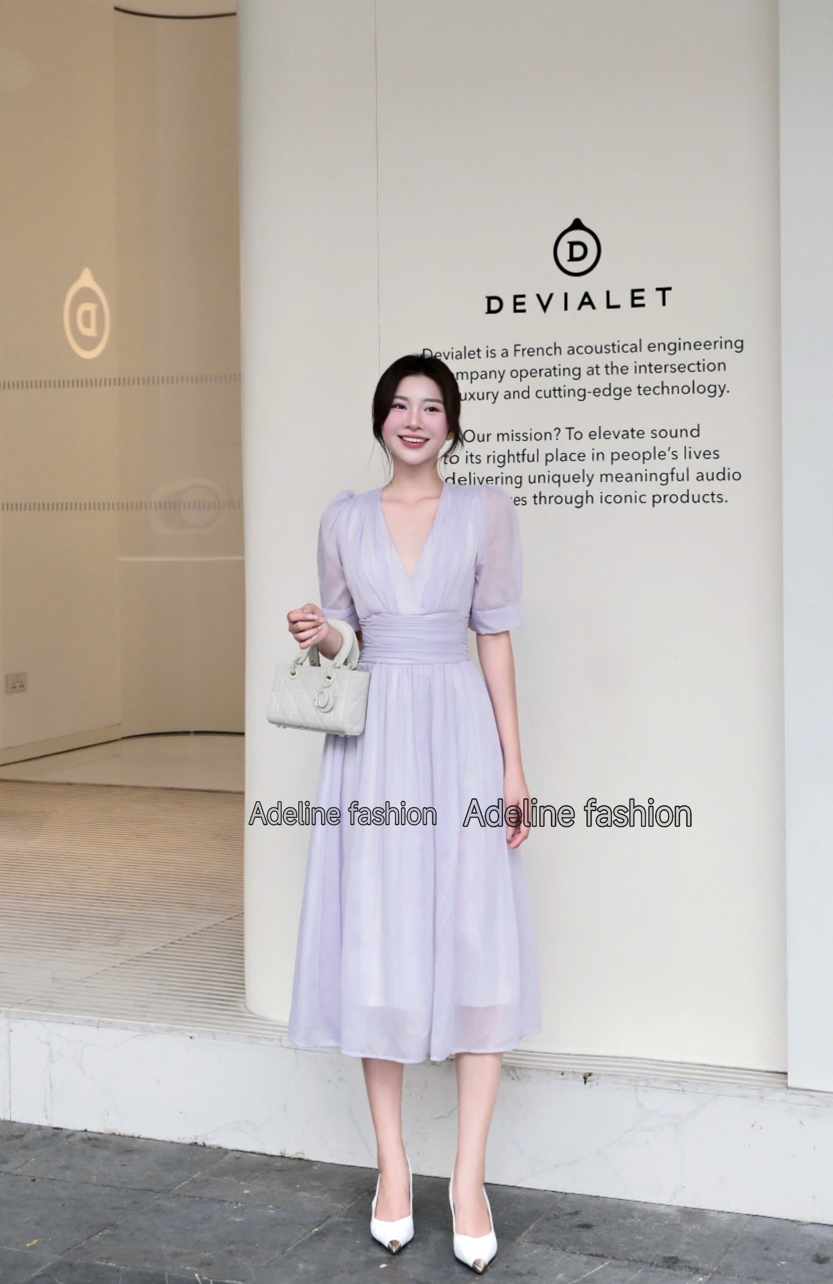 ADELINE HOUSE- Đầm Voan Tím Lavender Thanh Lịch Dáng Midi- TK39.3