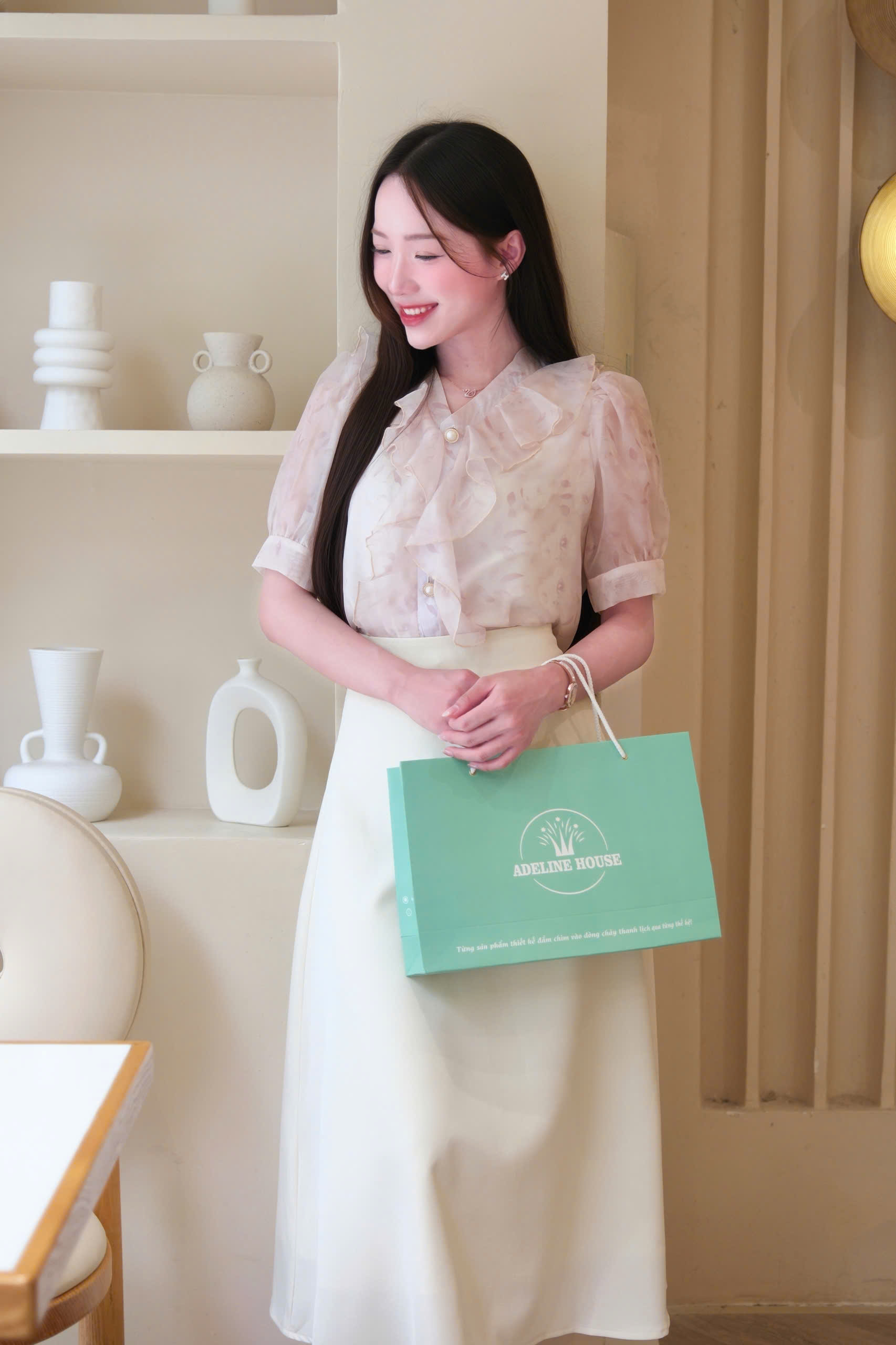 ADELINE HOUSE- SET VÁY CÔNG SỞ/ ÁO SƠ MI VOAN HOA NHÍ+ CHÂN VÁY CÔNG SỞ- TK183.2