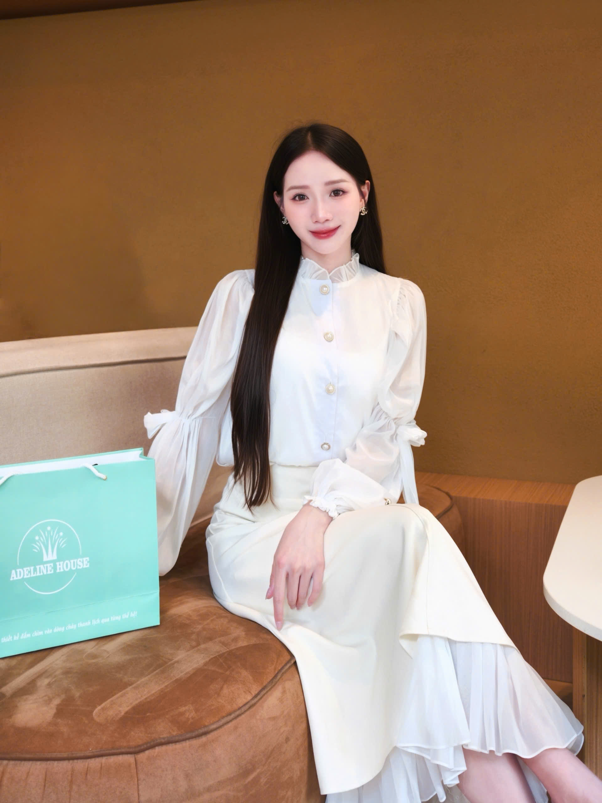 ADELINE HOUSE- SET VÁYTAY NƠ+ CHÂN VÁY THANH LỊCH- TK170.1 SIZE XS S M L XL 2XL 3XL 4XL